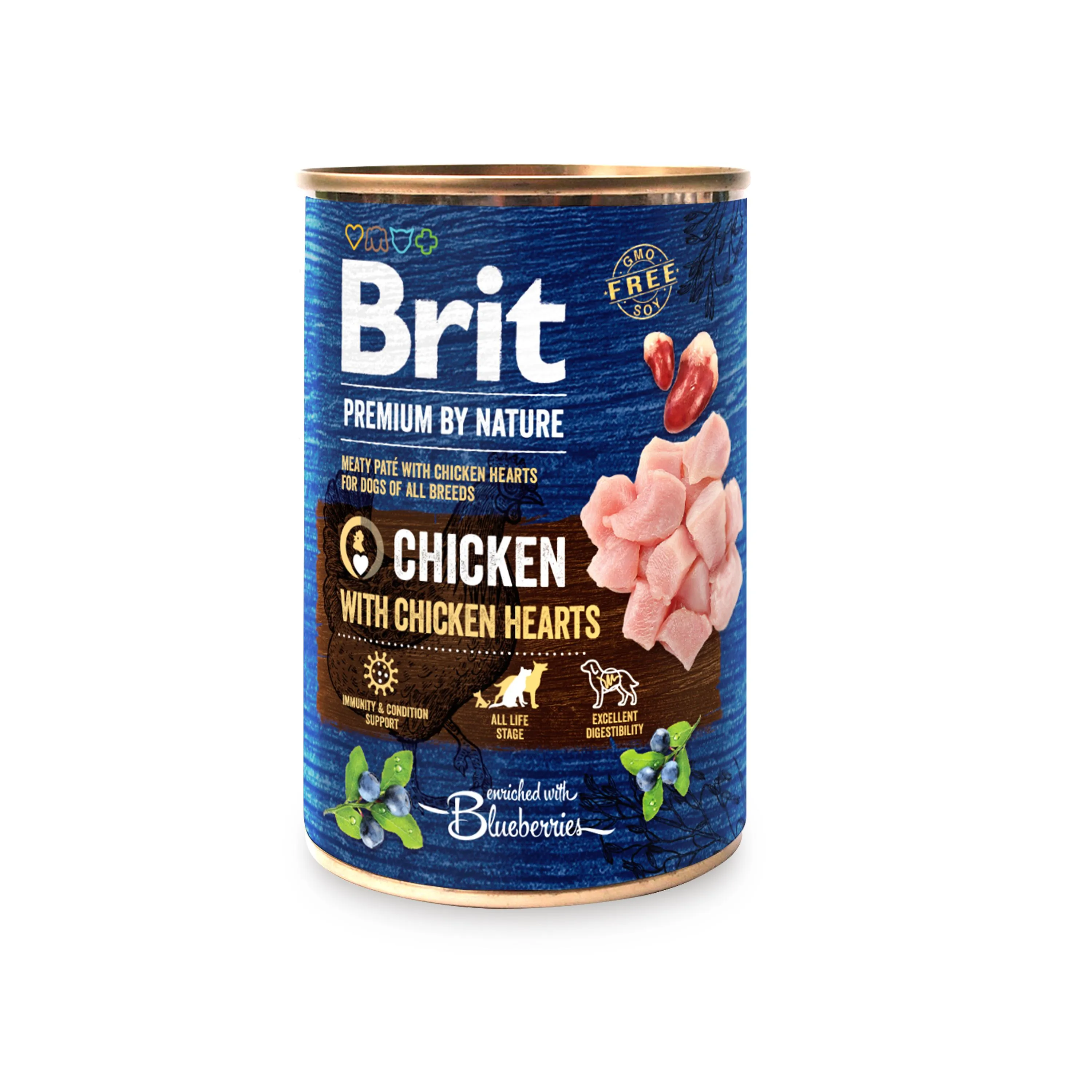 Brit Premium by Nature Dog Chicken with Hearts влажный корм с курицей и куриным сердцем для собак (паштет) – 400 г