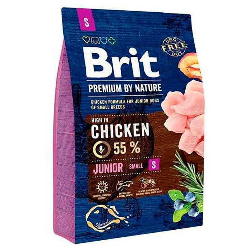 Brit Premium by Nature Dog Junior S сухой корм с курицей для щенков и молодых собак мелких пород – 3 кг