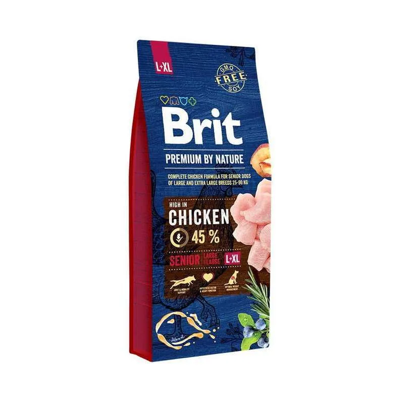 Brit Premium by Nature Dog Senior L+XL сухой корм с курицей для стареющих крупных и гигантских пород - 15 кг