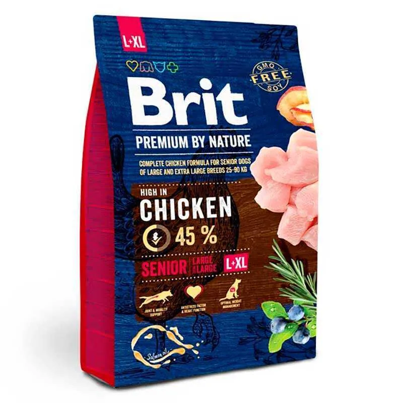 Brit Premium by Nature Dog Senior L+XL сухой корм с курицей для стареющих крупных и гигантских пород - 3 кг