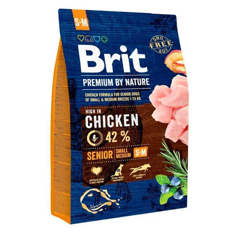 Brit Premium by Nature Dog Senior S+M сухий корм з куркою для літніх собак дрібних і середніх порід - 3 кг