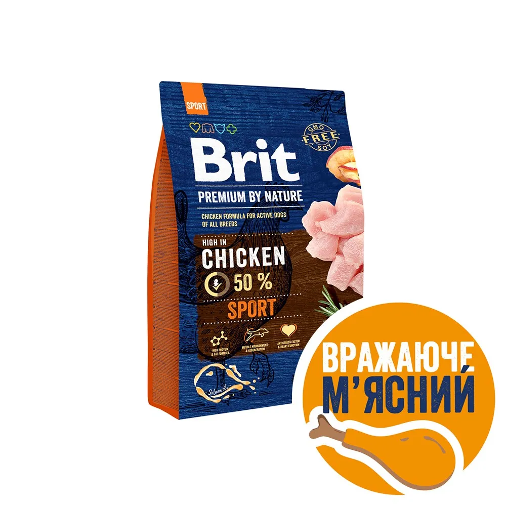 Brit Premium by Nature Dog Sport сухой корм с курицей для активных собак – 3 кг