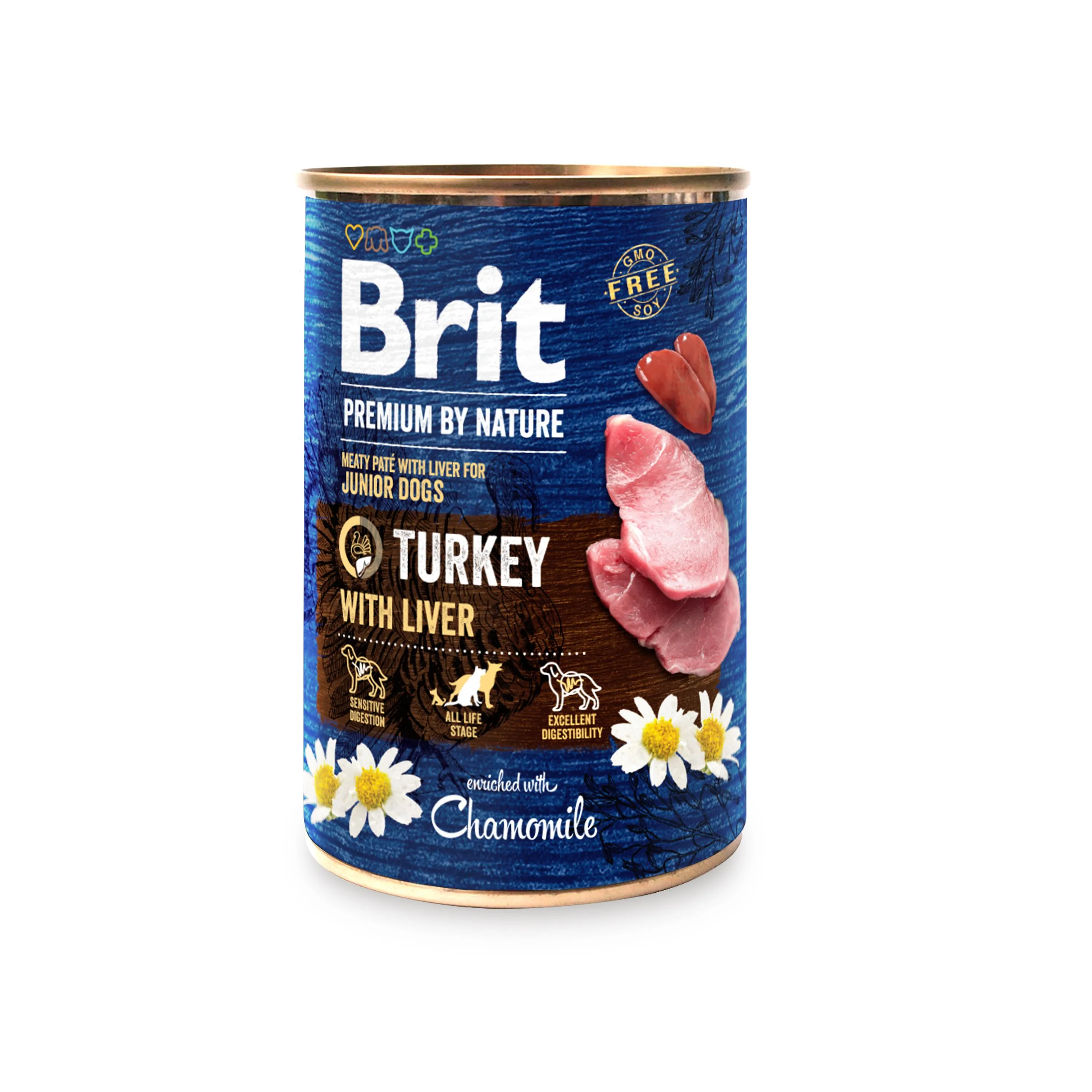 Brit Premium by Nature Dog Turkey with Liver влажный корм с индейкой и индюшиной печенью для молодых собак (паштет) - 400 г