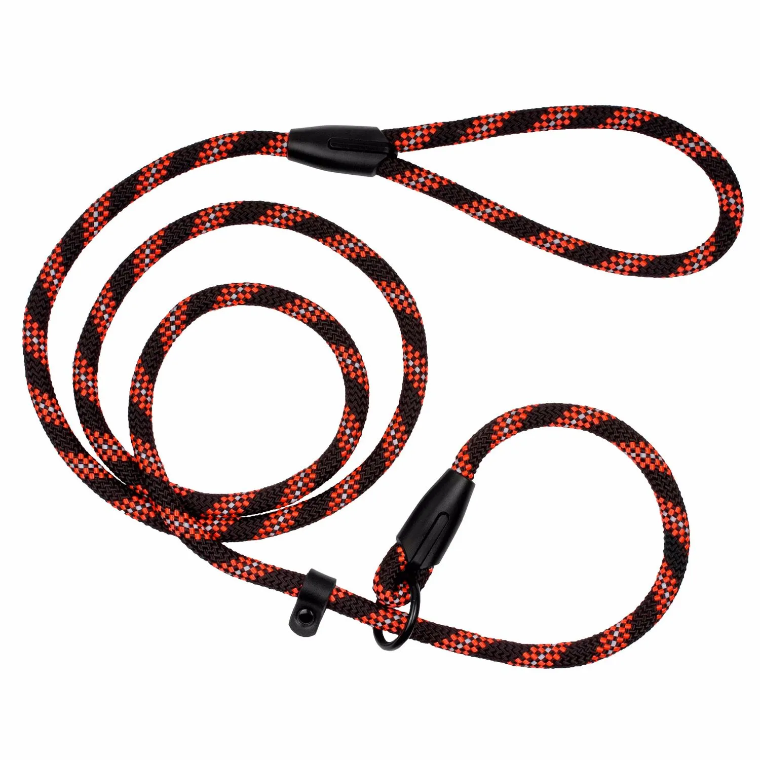 Bronzedog Active Поводок-Удавка для Собак из Альпинистского Шнура Светоотражающий Черно-Оранжевый S/M
