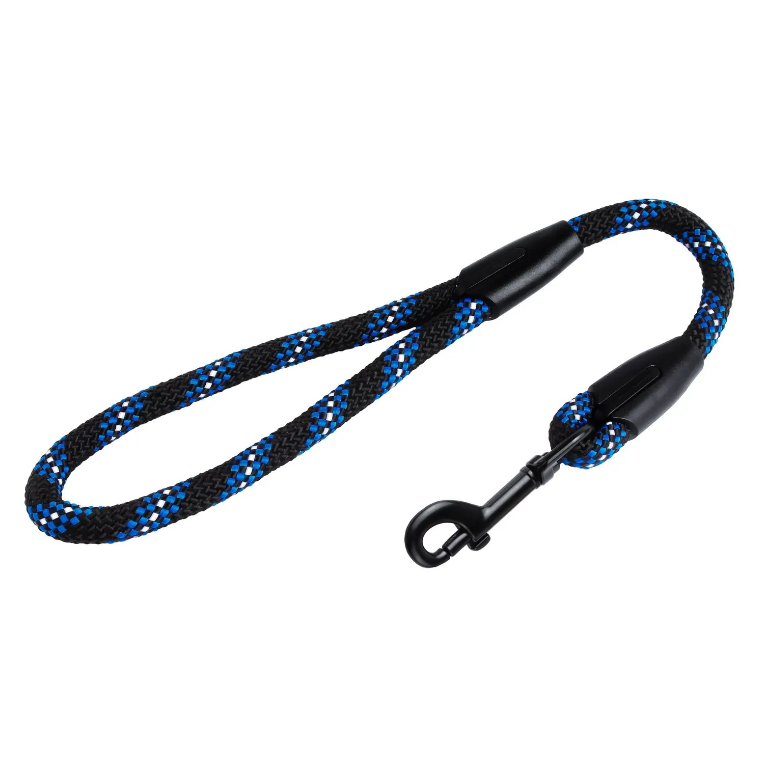 Bronzedog Active Краткий Поводок для Собак из Альпинистского Шнура Светоотражающий Черно-Голубой L/XL