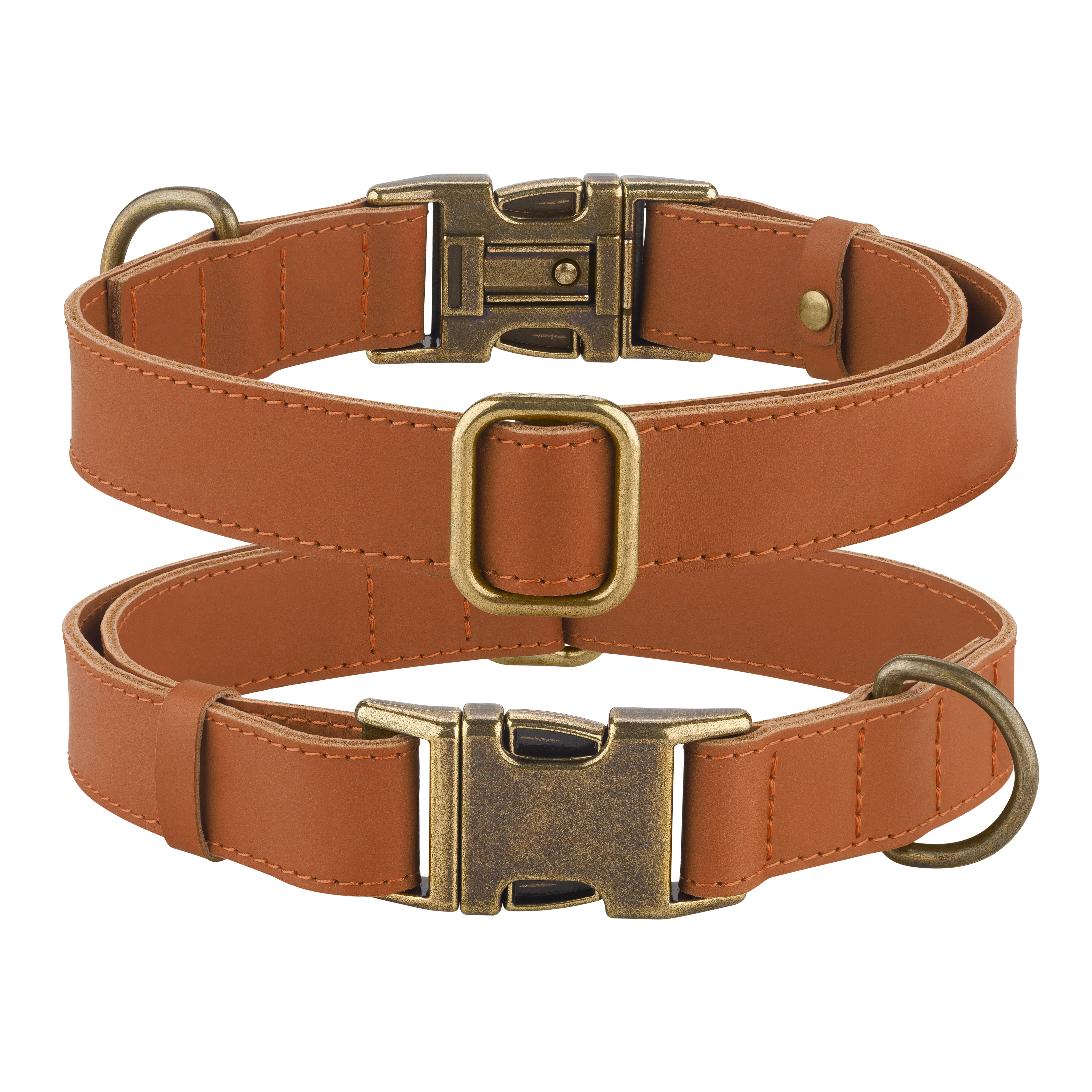 BronzeDog Antiq Нашийник для собак шкіряний тауні M