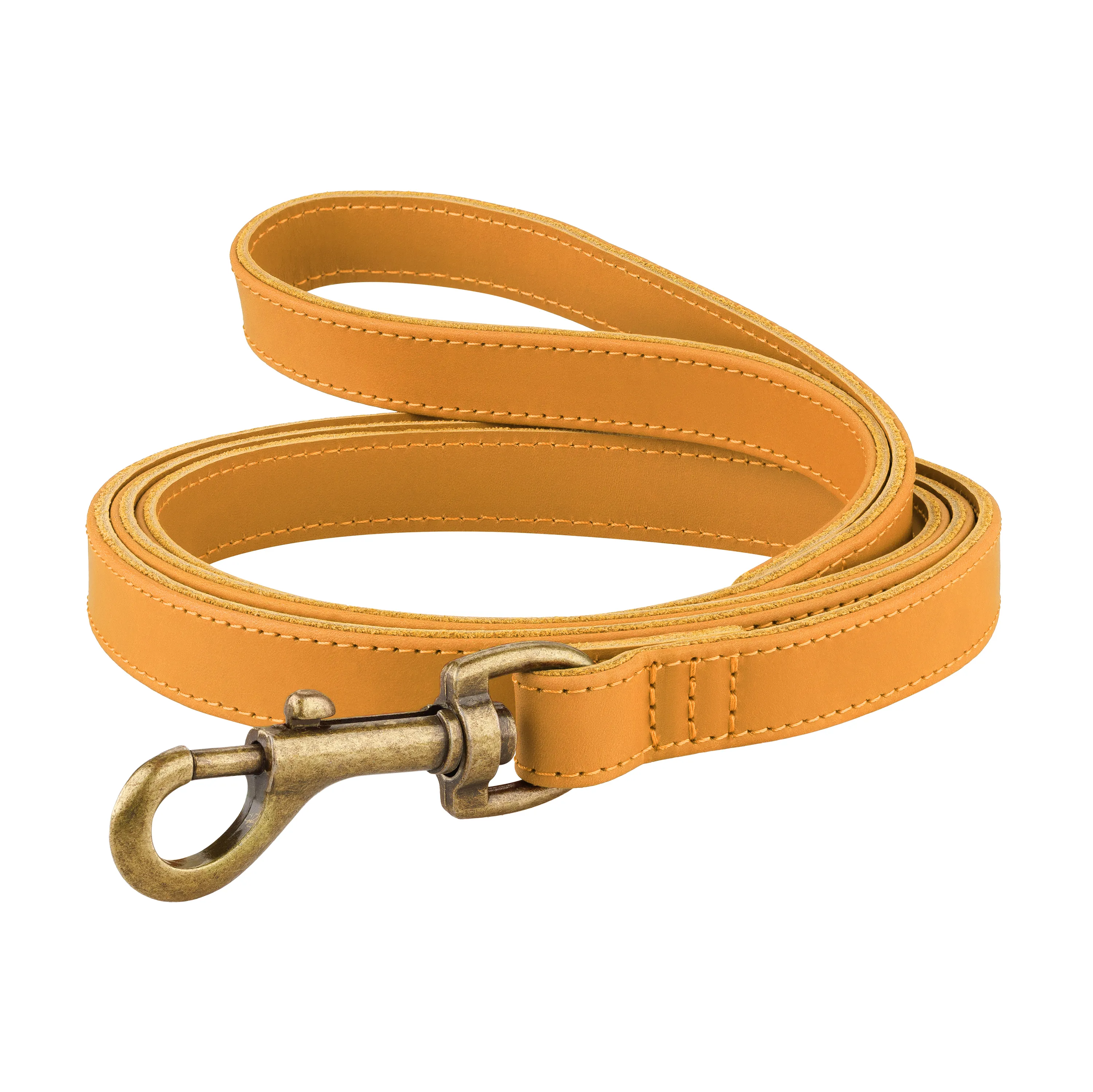 BronzeDog Antiq Поводок для собак кожаный голд M