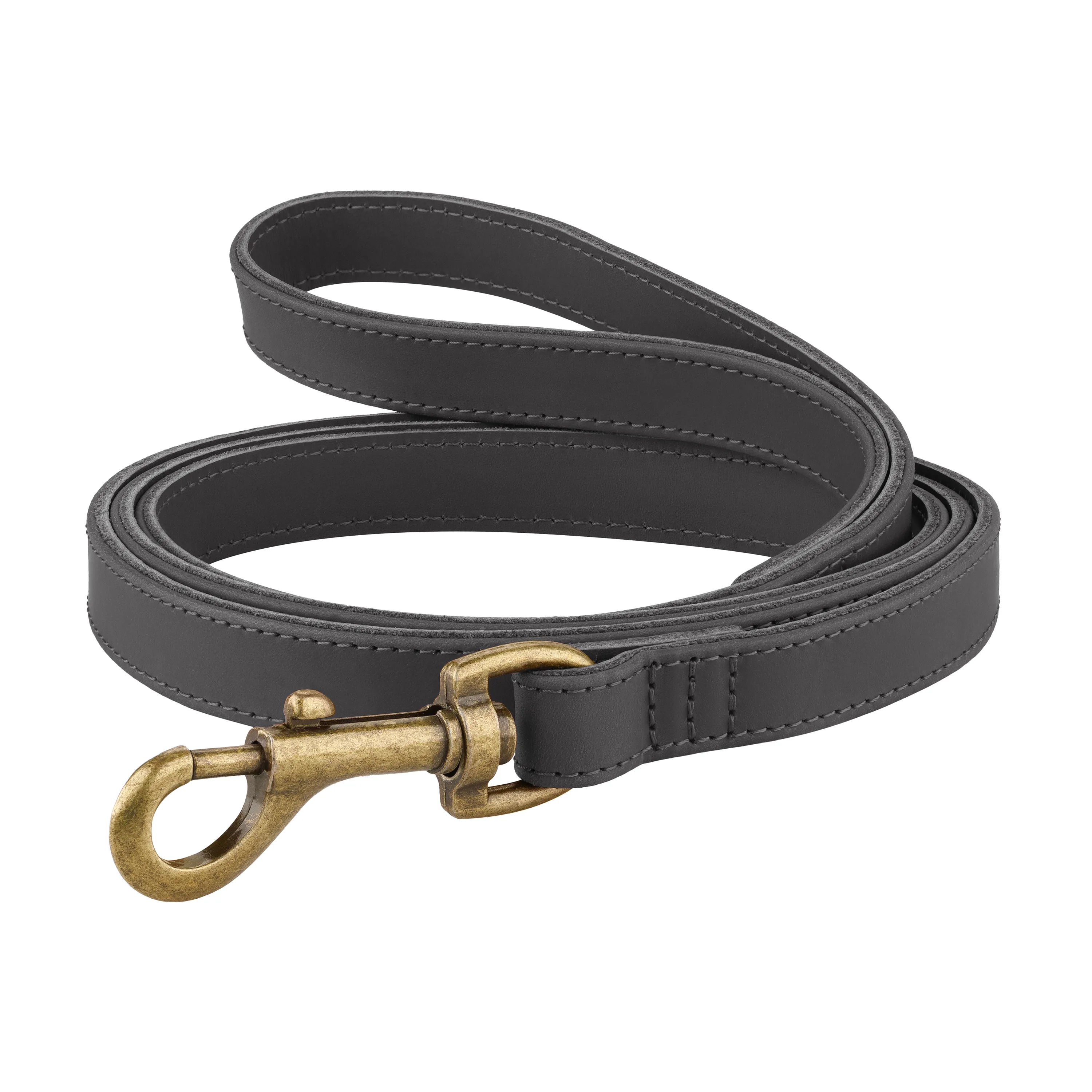 BronzeDog Antiq Поводок для собак кожаный графит M