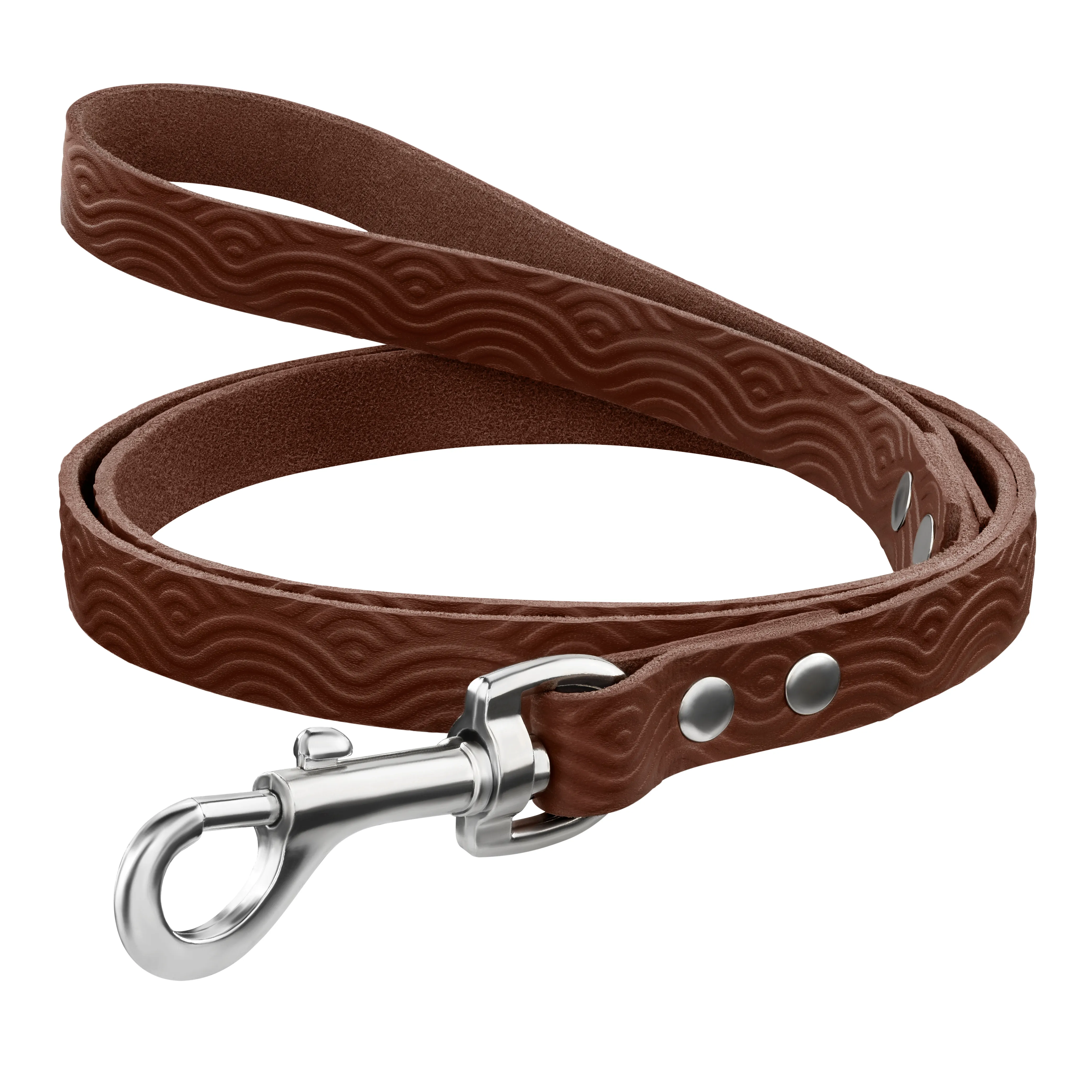 BronzeDog Classic Поводок для Собак Кожаный с тиснением Коричневый S