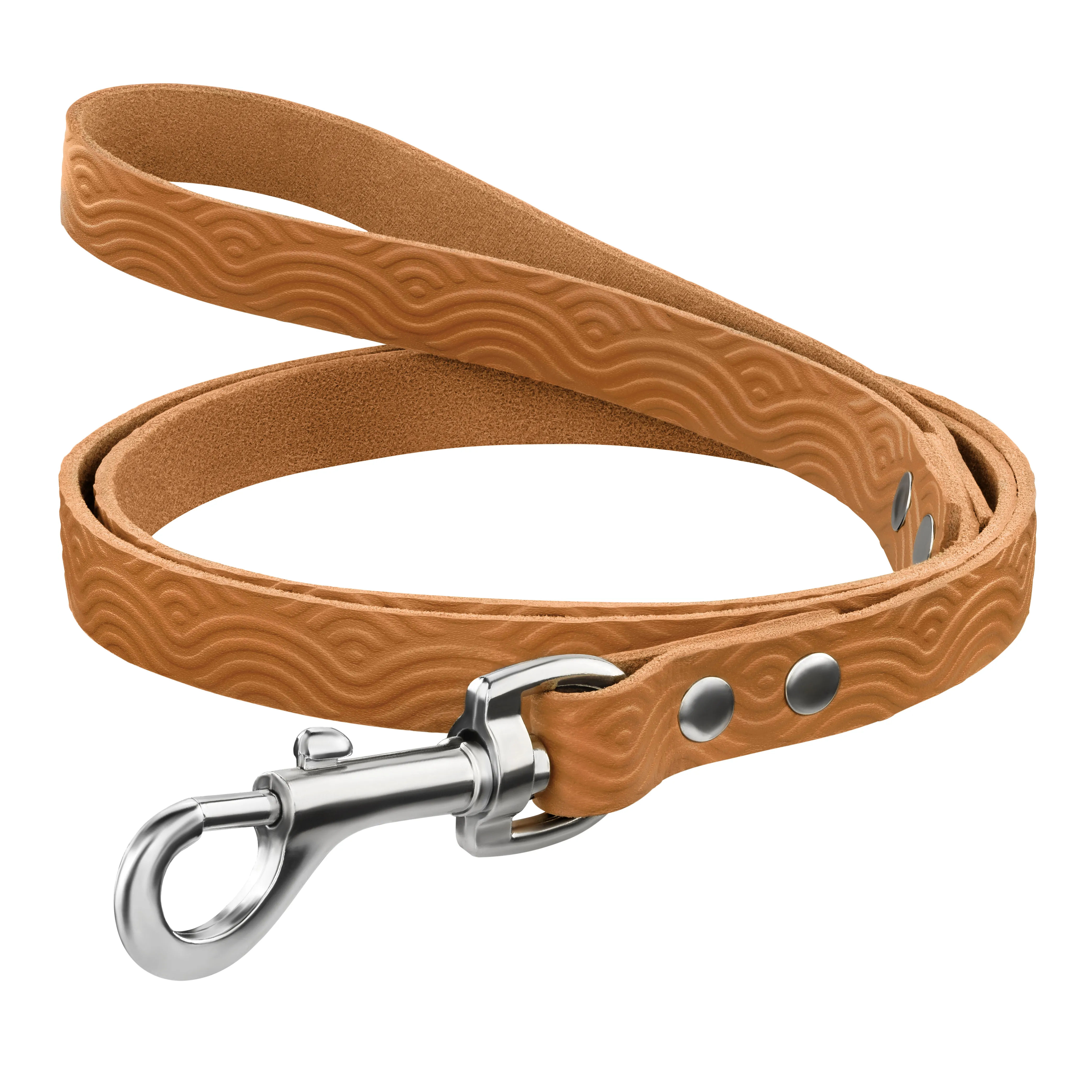 BronzeDog Classic Поводок для Собак Кожаный с тиснением Горчичный S