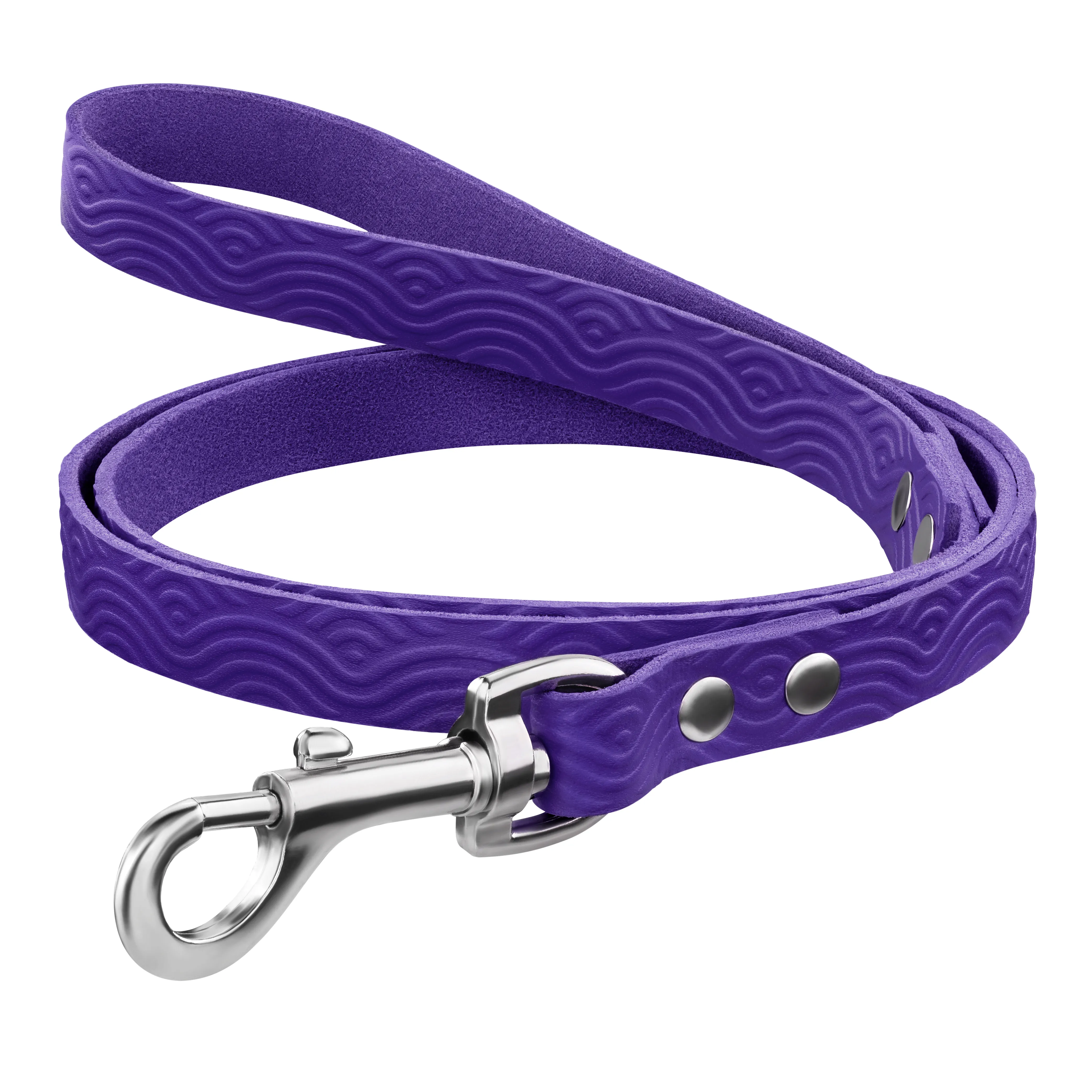 BronzeDog Classic Поводок для Собак Кожаный с тиснением Фиолетовый 2XS