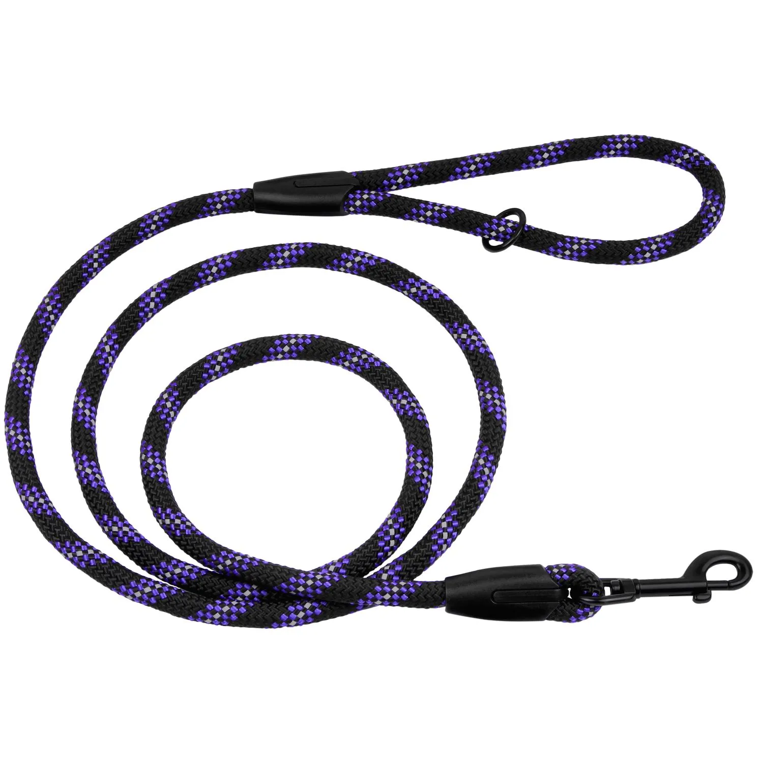 Bronzedog поводок для собак из альпинистского шнура светоотражающий (цвет: черно-фиолетовый; размер: L/XL)