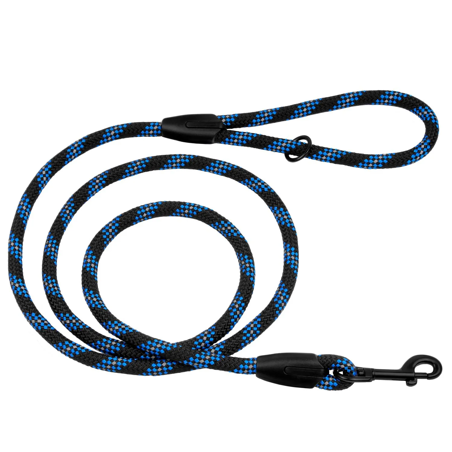 Bronzedog поводок для собак из альпинистского шнура светоотражающий (цвет: черно-голубой; размер: S/М)