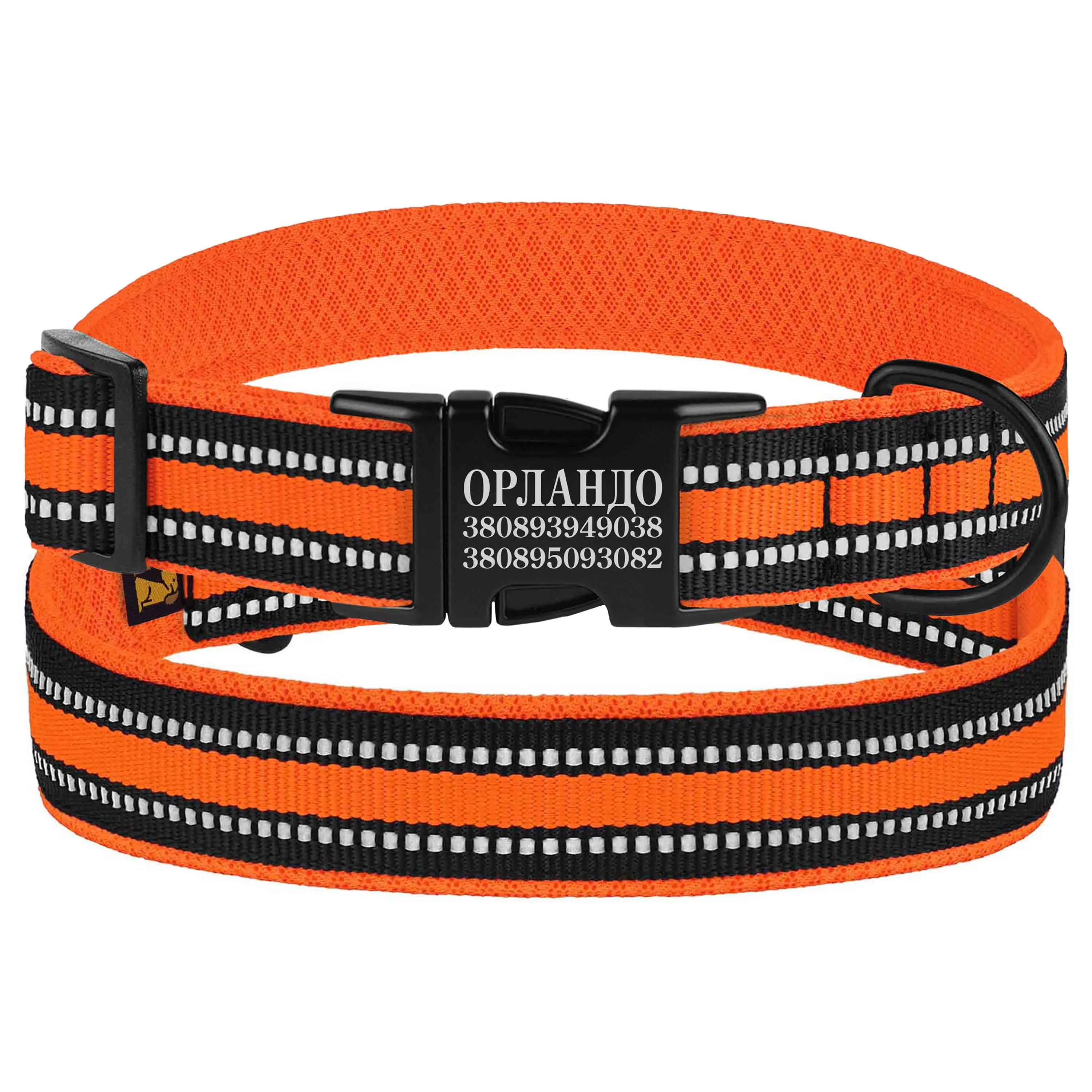 BronzeDog Mesh Ошейник для Собак с Металлической Пряжкой Оранжевый M