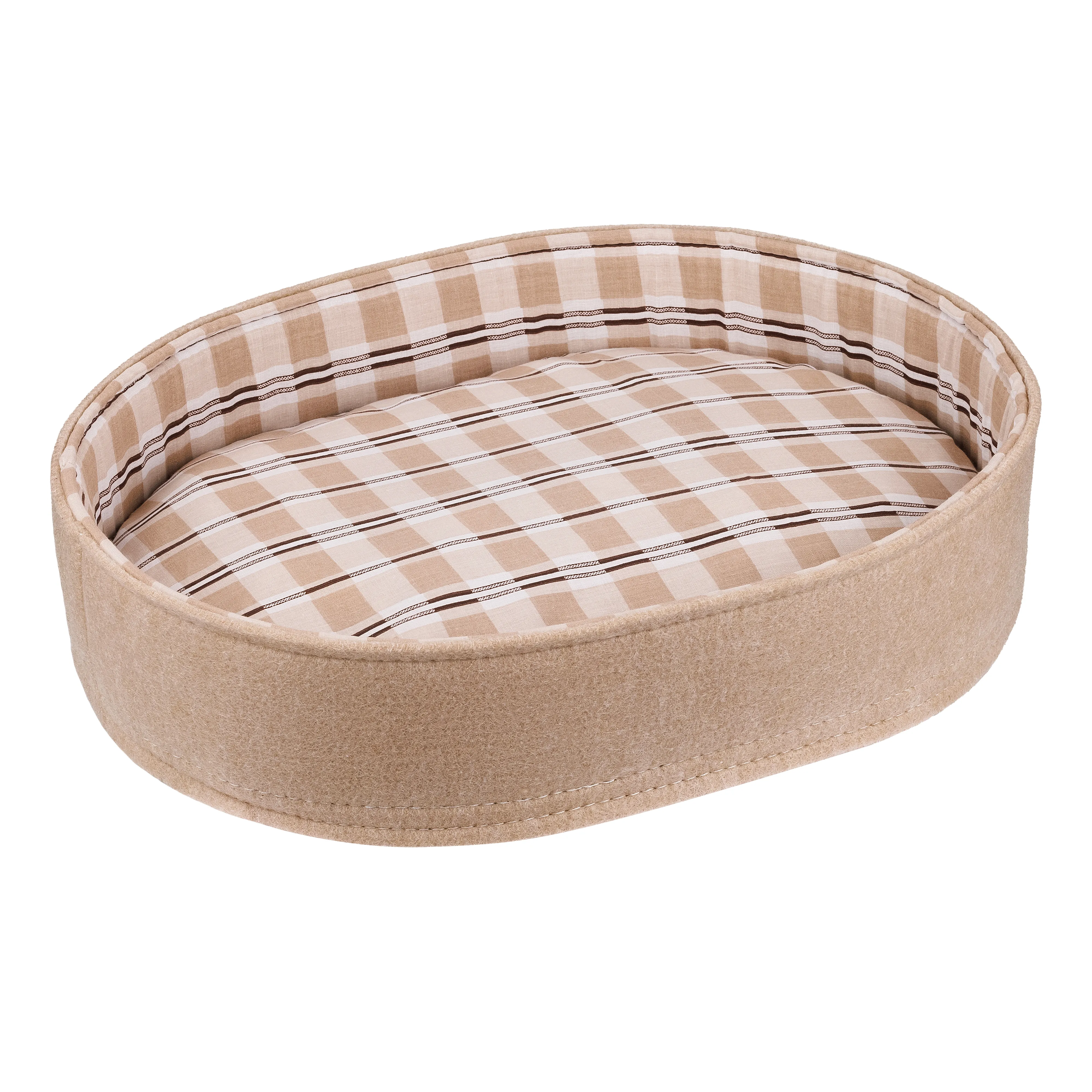 Bronzedog Лежак для Животных войлок+бязь Овальный Бежевый S