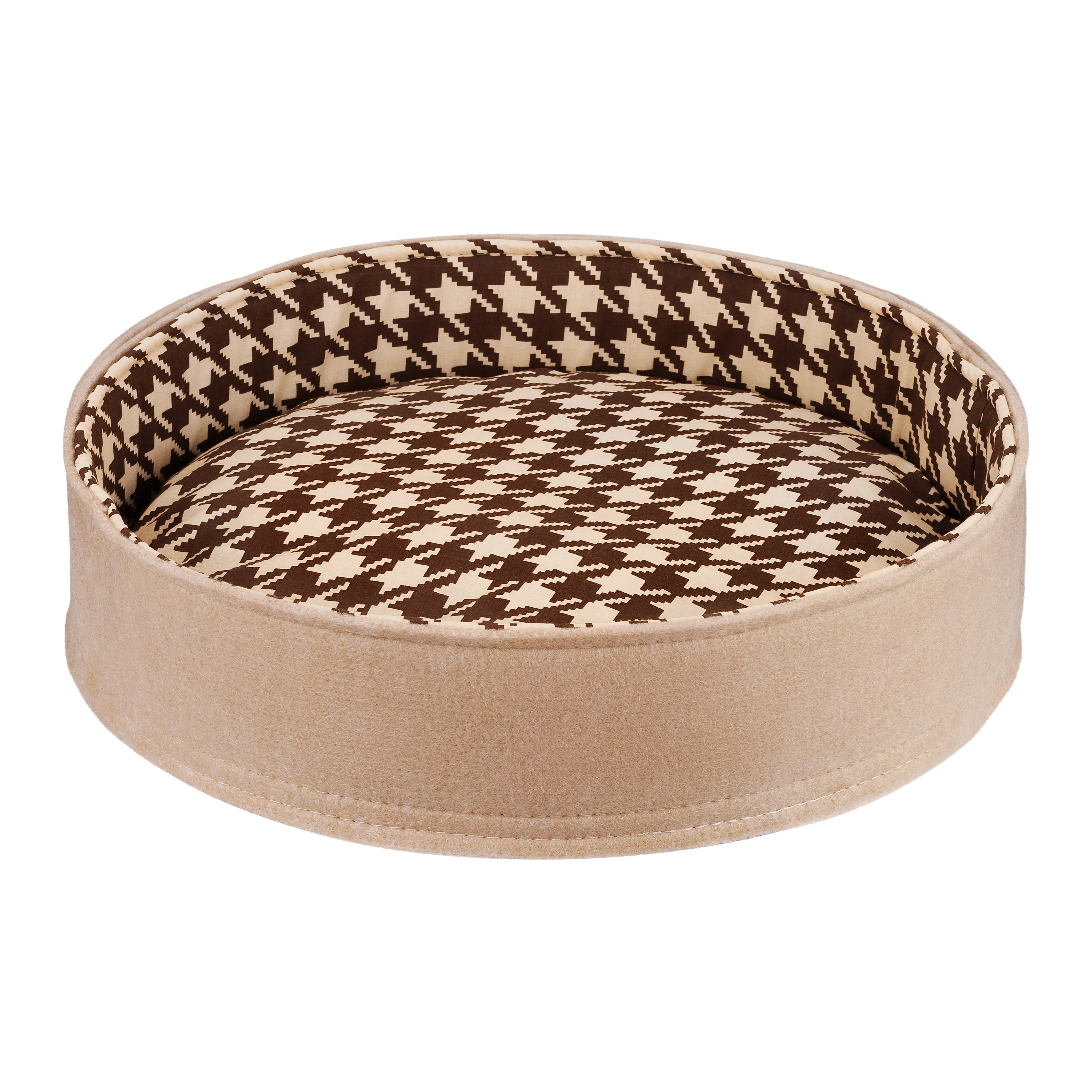BronzeDog Лежак для Животных войлок+бязь Круглый Бежево-Коричневый M