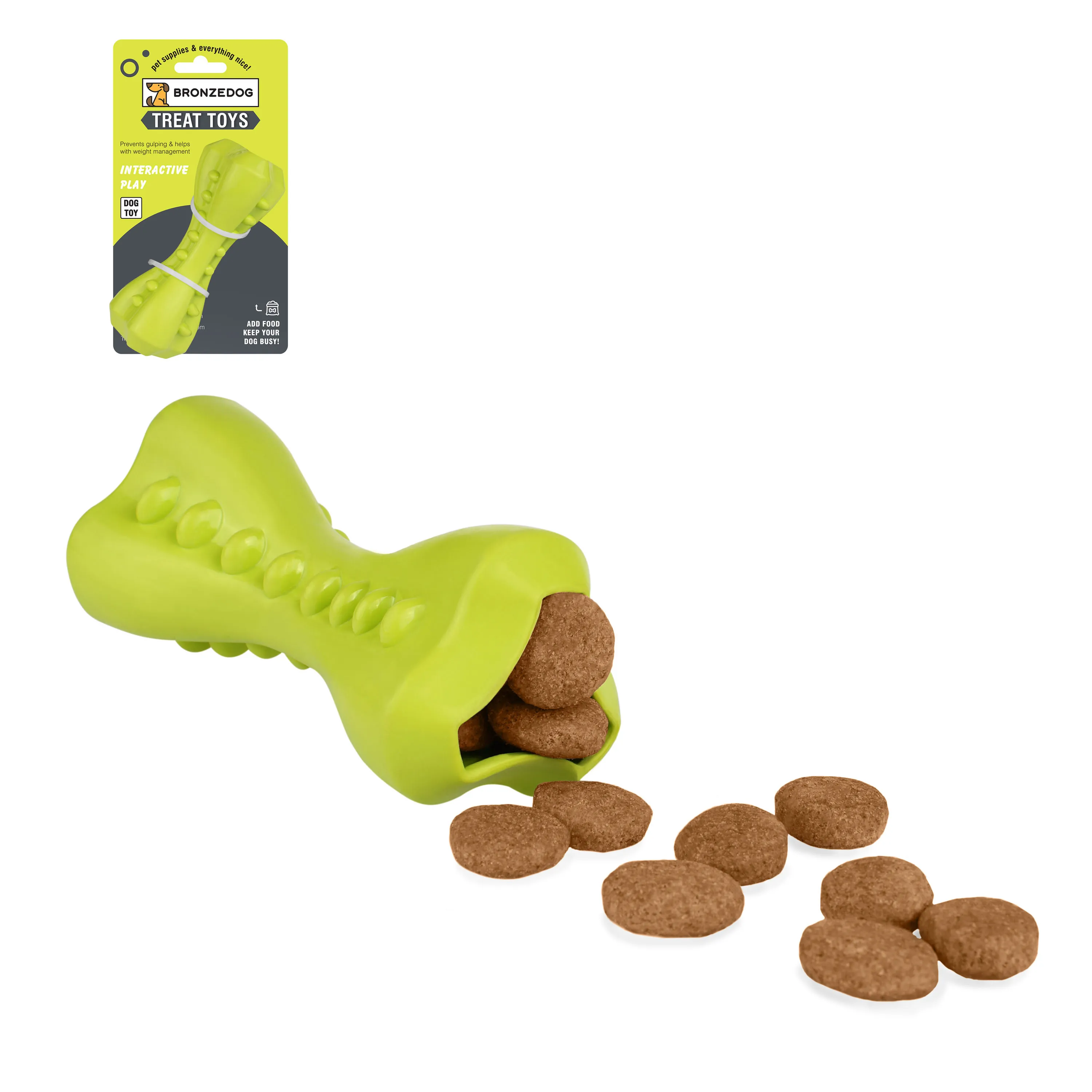 Bronzedog SMART Игрушка для собак мотивационная Кость 12 х 5 см салатовая M