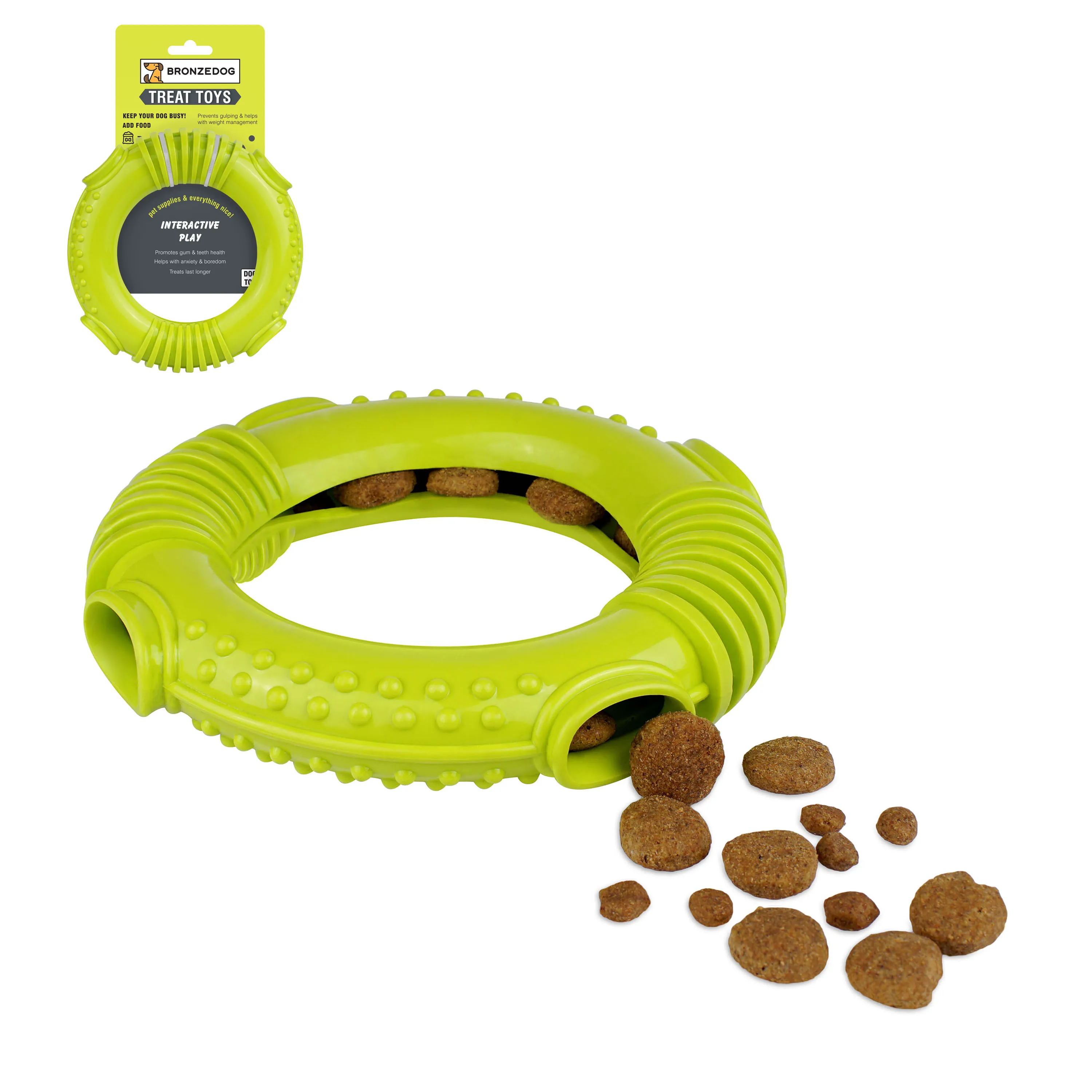 Bronzedog SMART Игрушка для собак мотивационная Ринг 16 х 3 см салатовый L