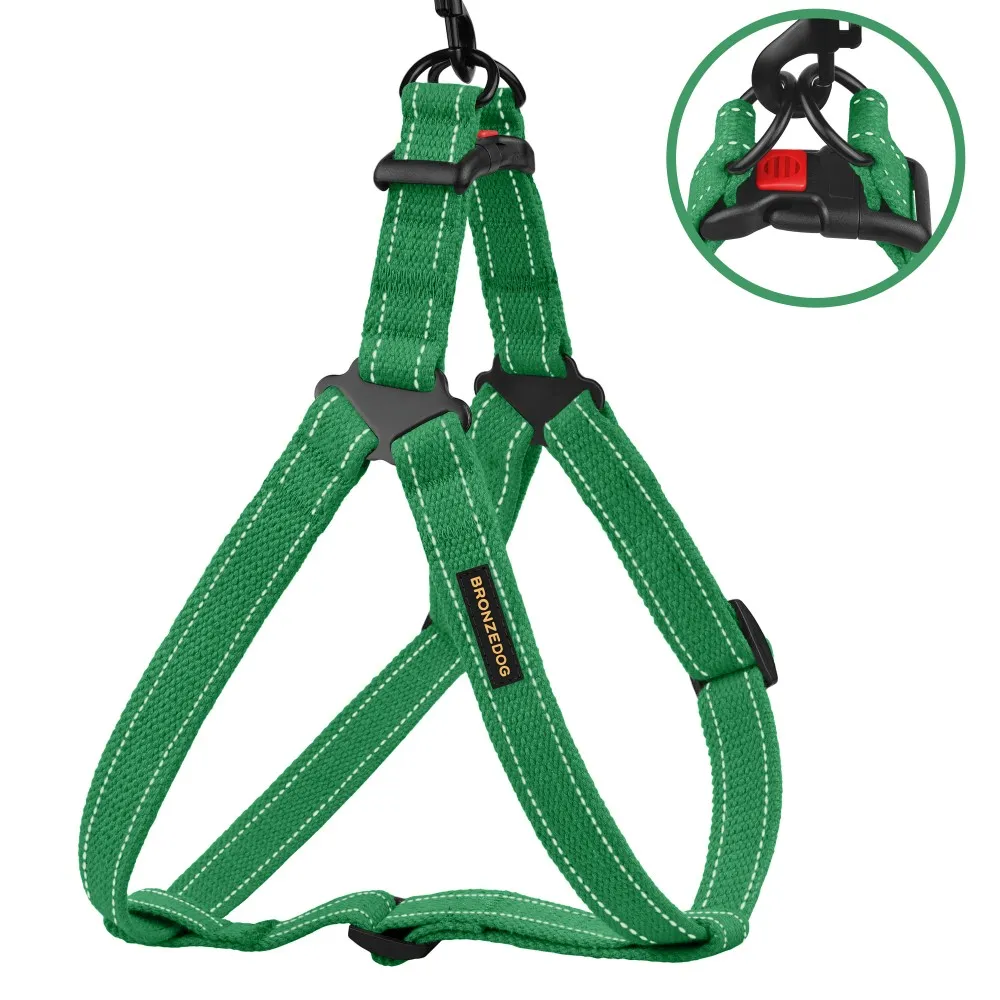 Bronzedog Сotton Шлей для Собак Стандарт Рефлекторная хлопковая Брезент Изумрудная M