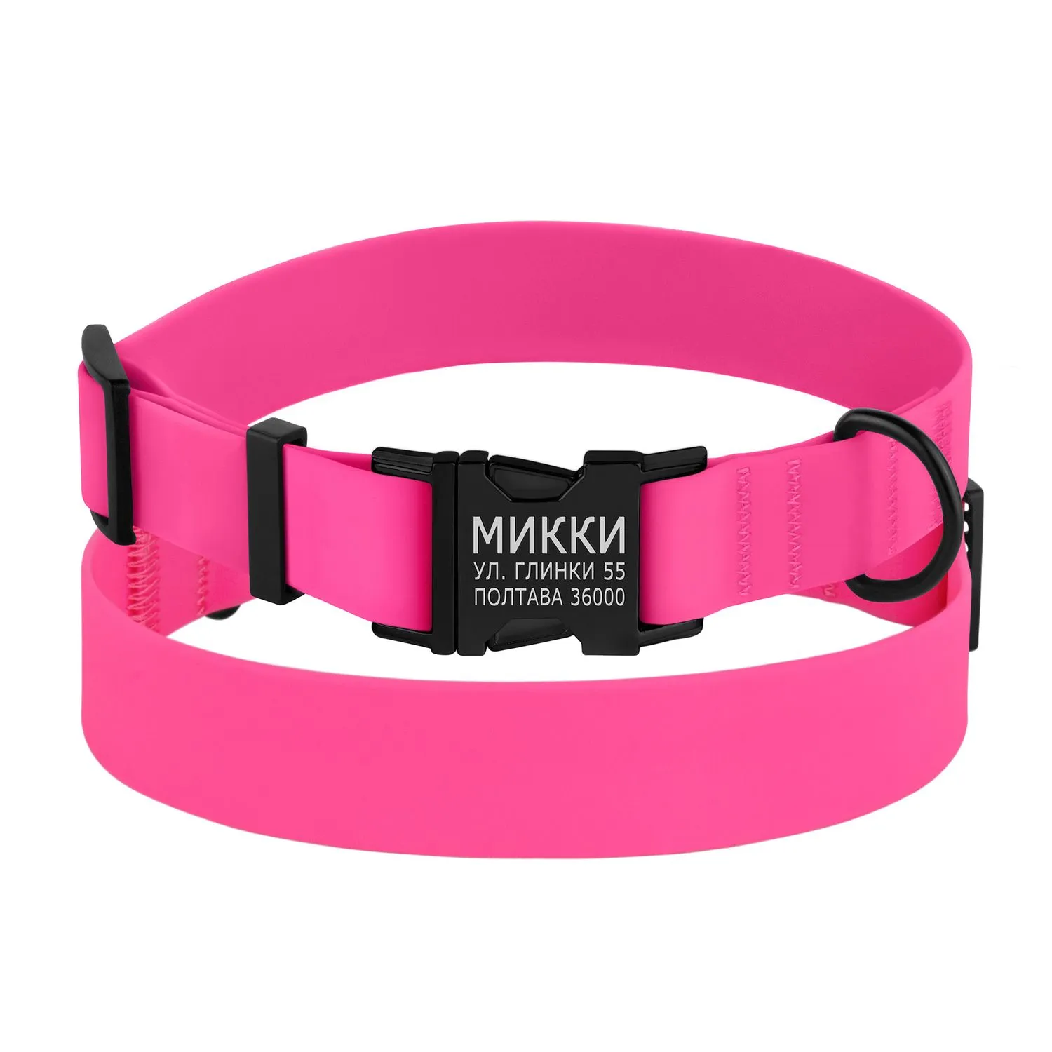 BronzeDog Surf Нашийник для Собак Водовідштовхуючий із Захисним Полімерним Покриттям та Металевою Пряжкою Рожевий XL