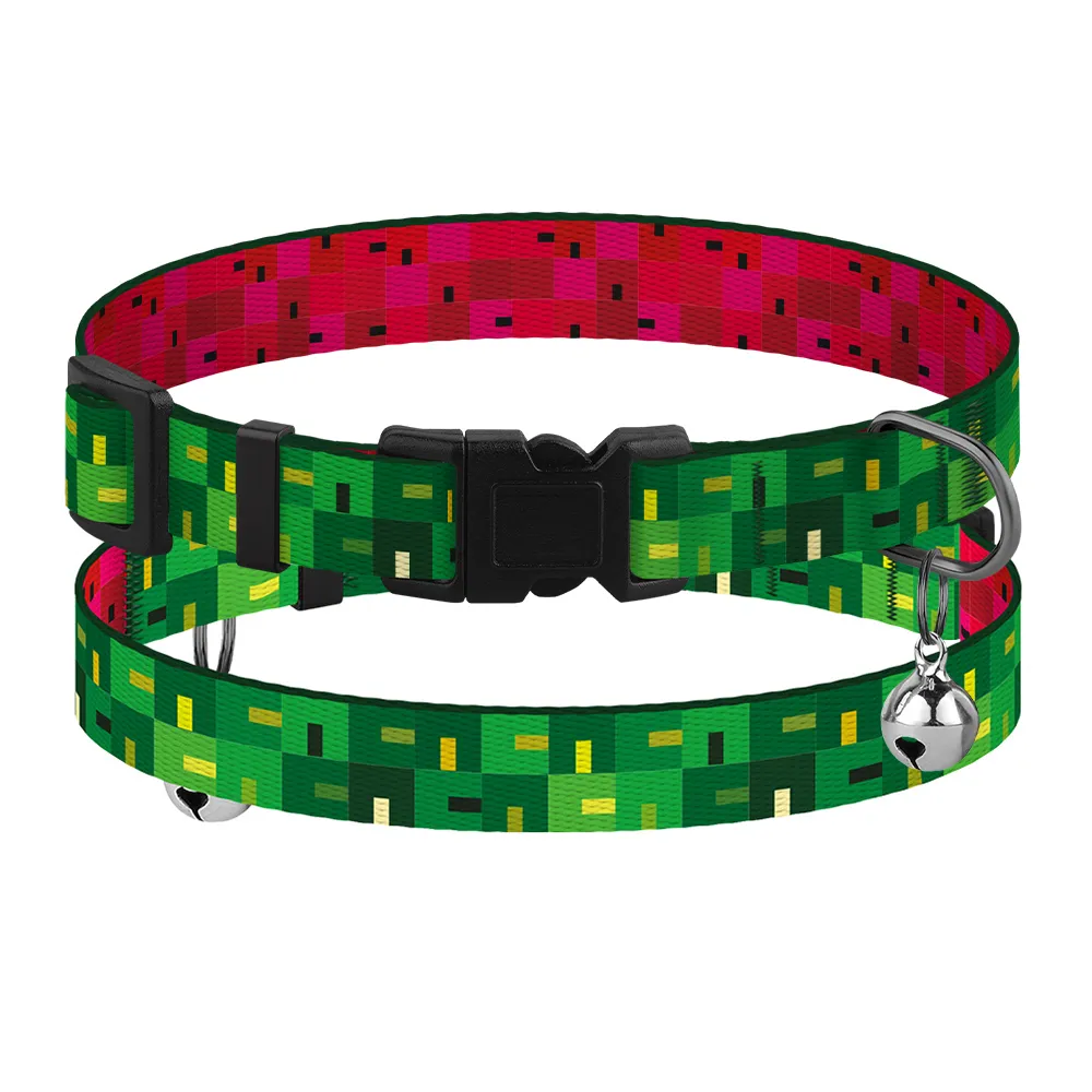 BronzeDog Urban Art ошейник для кошек нейлоновый с пластиковой пряжкой и колокольчиком "Пиксель" (размер: XS)