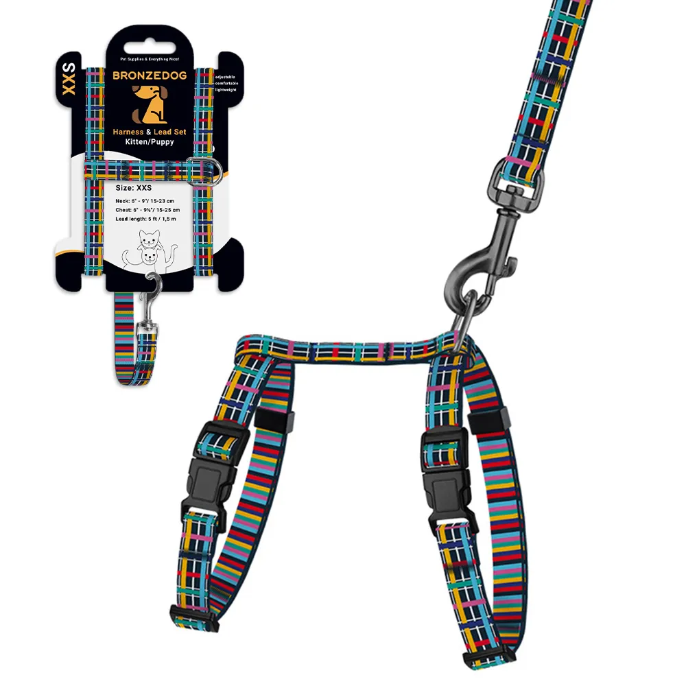 BronzeDog Urban Art Шлей с Поводком для Кошек и Мелких Собак Клеточка 2XS