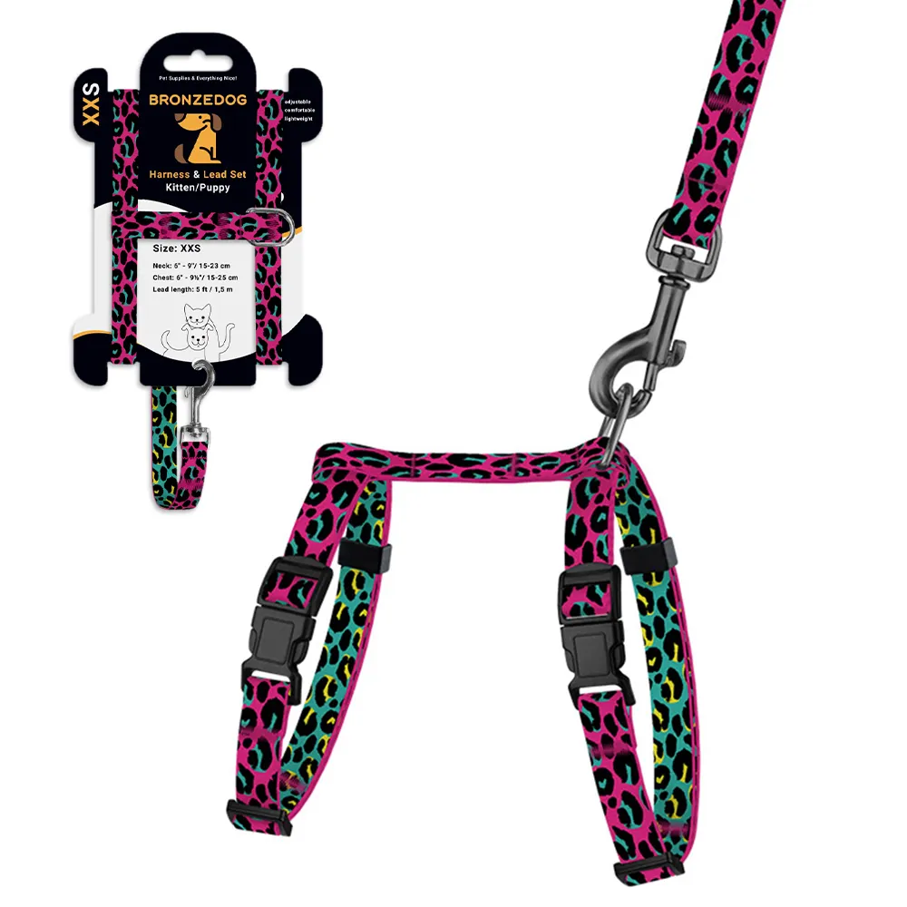 BronzeDog Urban Art Шлей с Поводком для Кошек и Мелких Собак Леопард XS