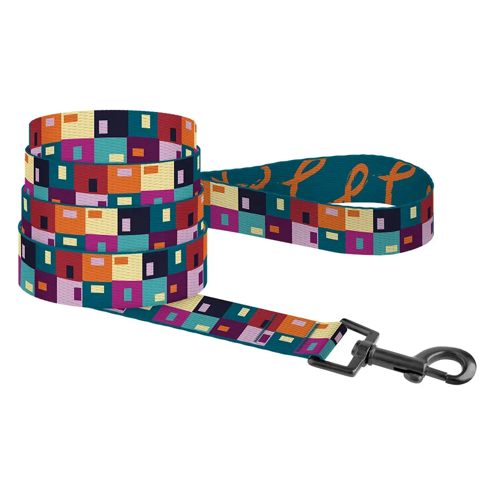 Bronzedog Urban Art нейлоновый поводок для собак "Печворк" (цвет: синий; размер: L; длина: 1,5 м)