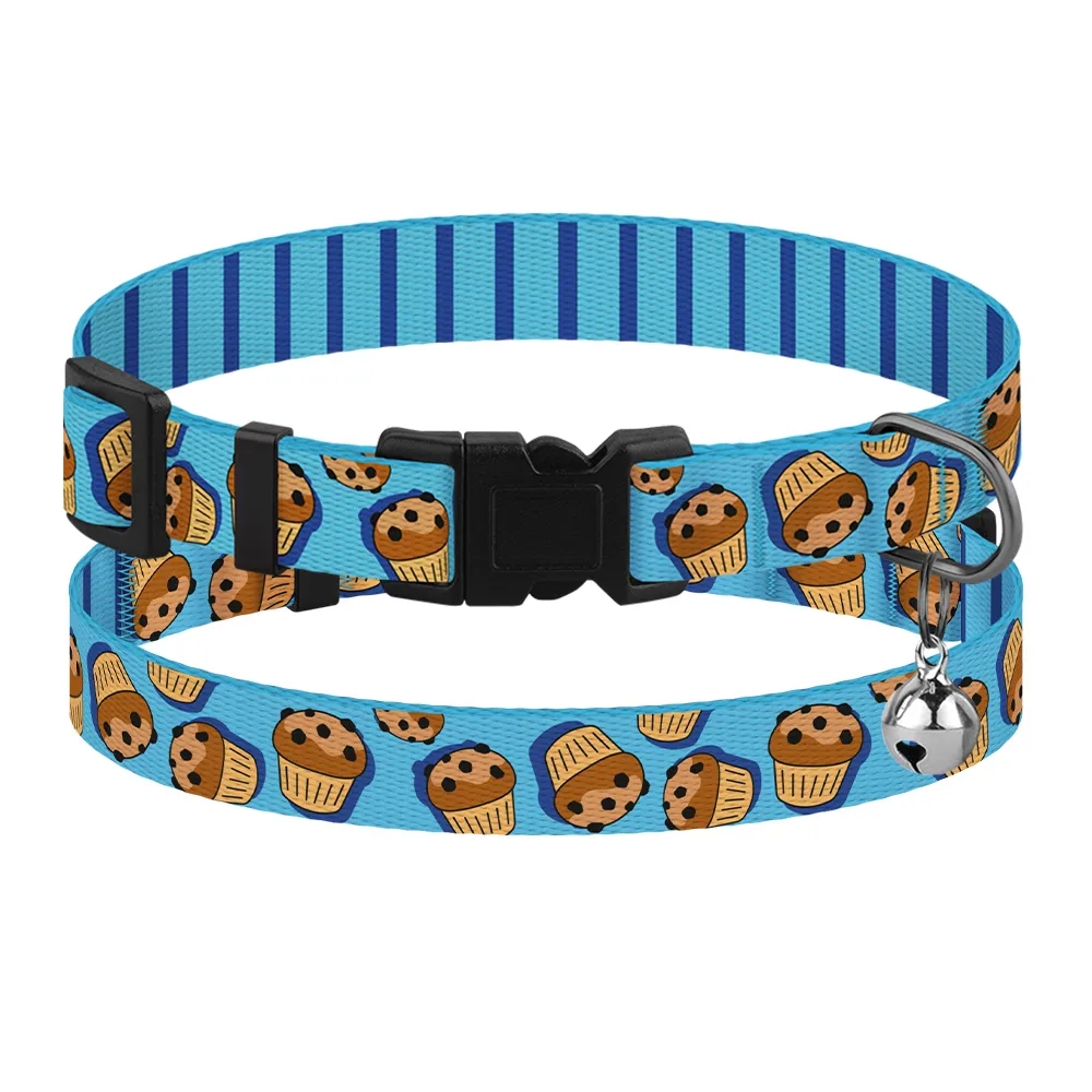 BronzeDog Urban Fruits Ошейник для Кошек Нейлоновый с Пластиковой Пряжкой и Колокольчиком Кексы XS