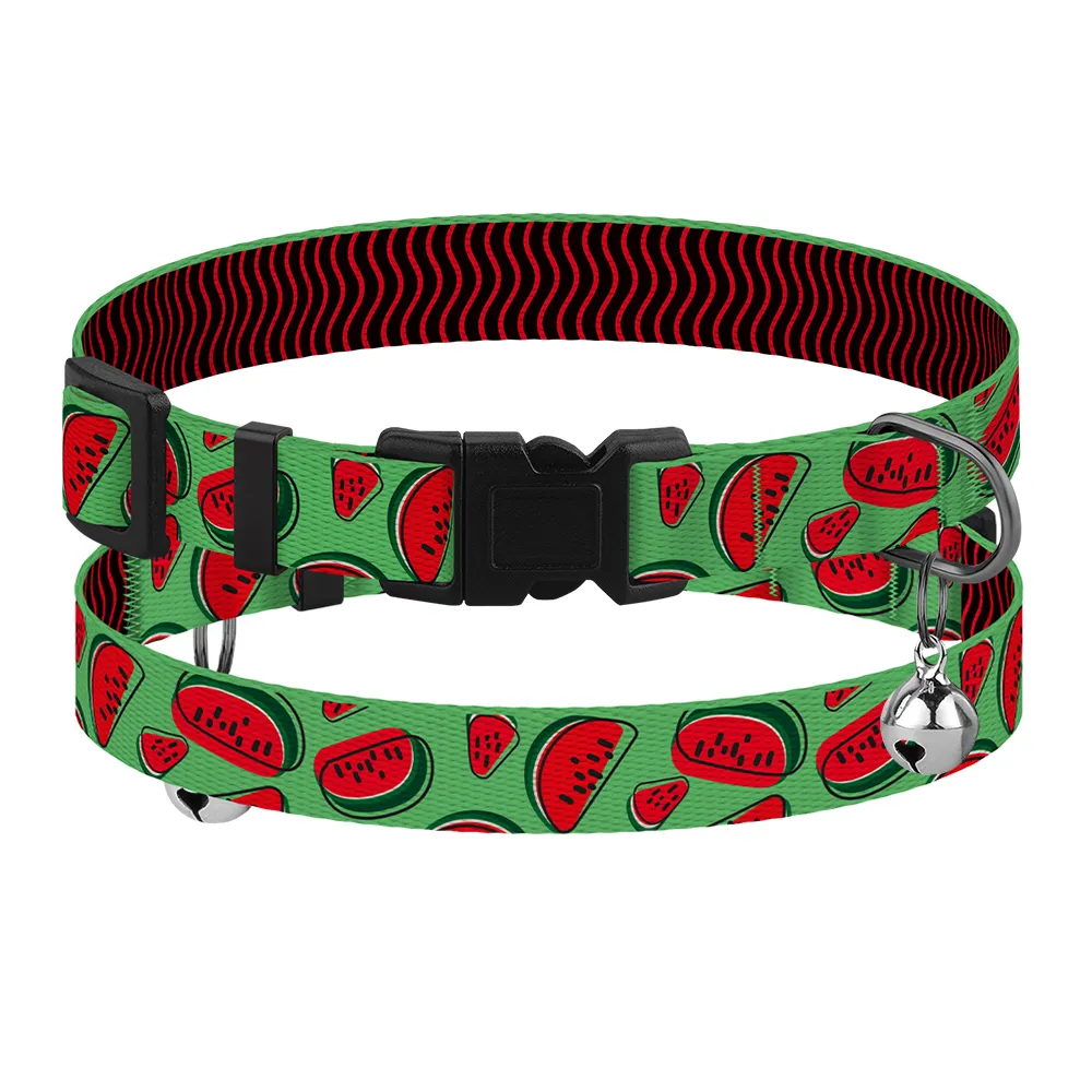 BronzeDog Urban Fruits Ошейник для Кошек Нейлоновый с Пластиковой Пряжкой и Колокольчиком Арбуз XS