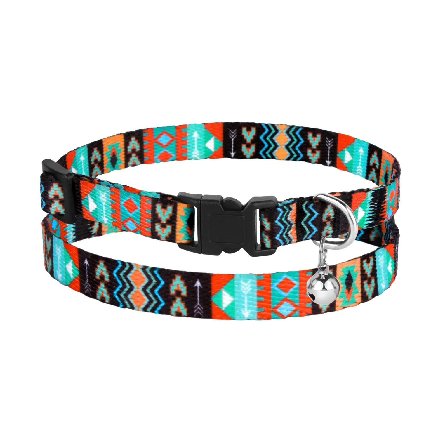BronzeDog Urban Ошейник для Кошек Нейлоновый с Пластиковой Пряжкой и Колокольчиком Ацтеки XS