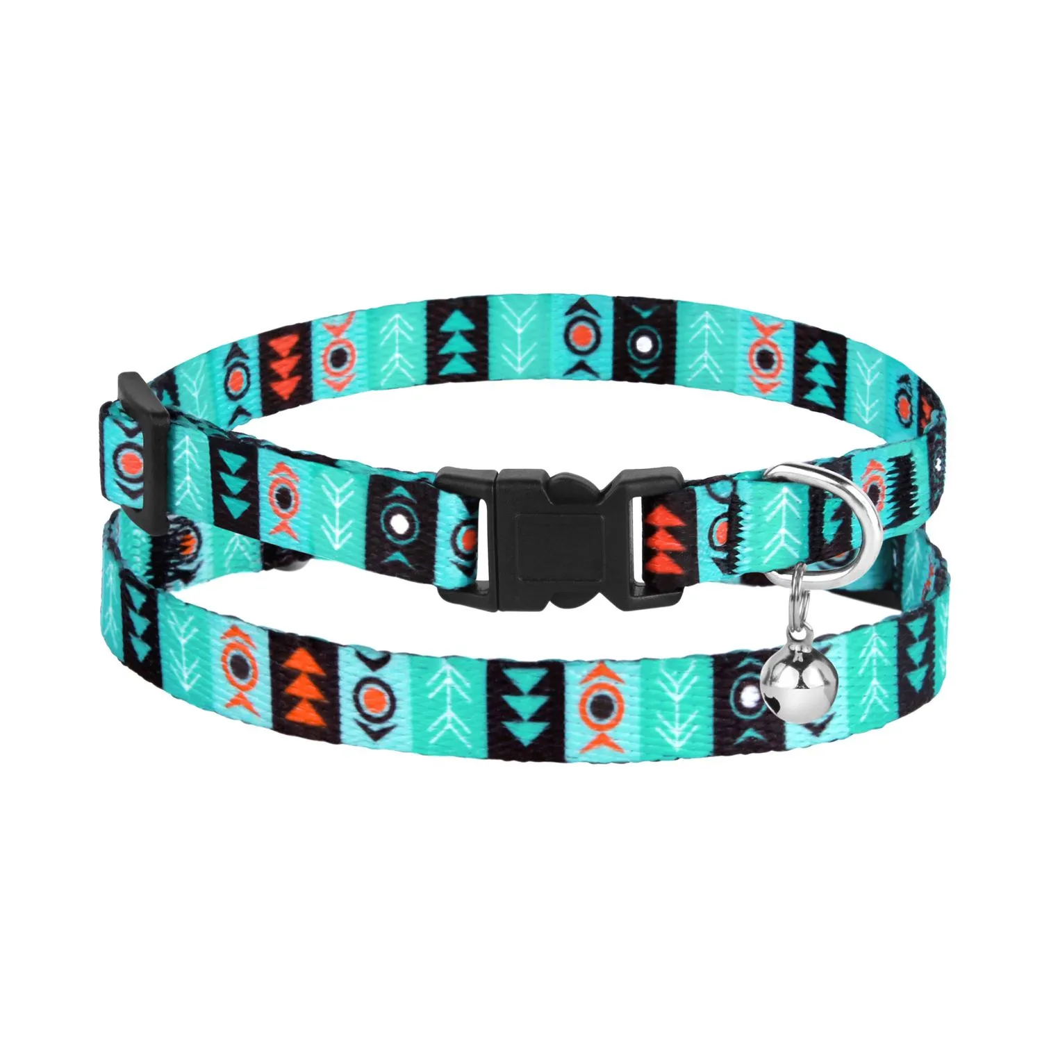 BronzeDog Urban Ошейник для Кошек Нейлоновый с Пластиковой Пряжкой и Колокольчиком Инки XS