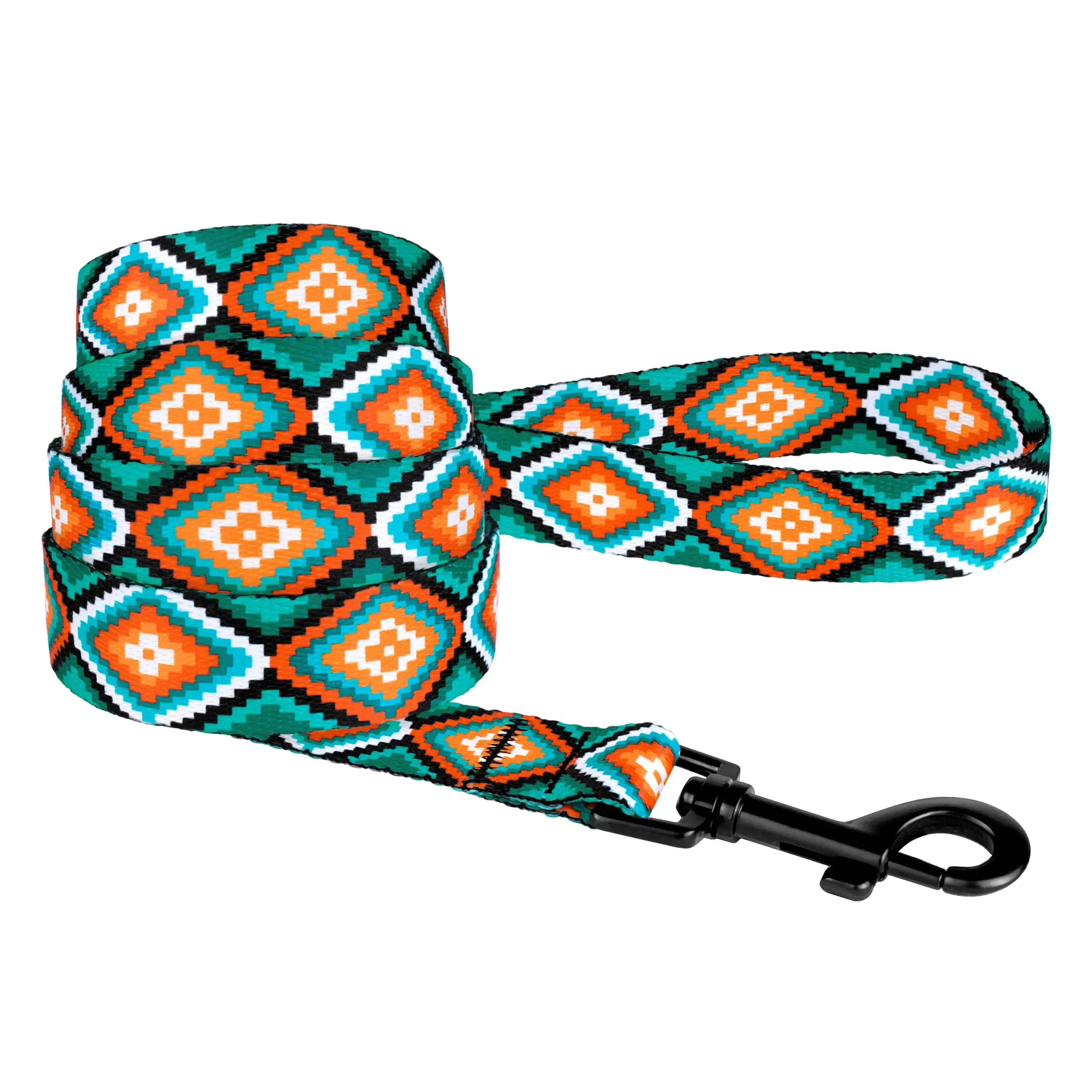 Bronzedog Urban нейлоновый поводок для собак "Ромбы" (цвет: бирюзовый; размер: M; длина: 1,5 м)