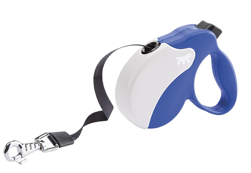 Ferplast Поводок-рулетка Amigo лента M (5м; до 25кг) BLUE-WHITE