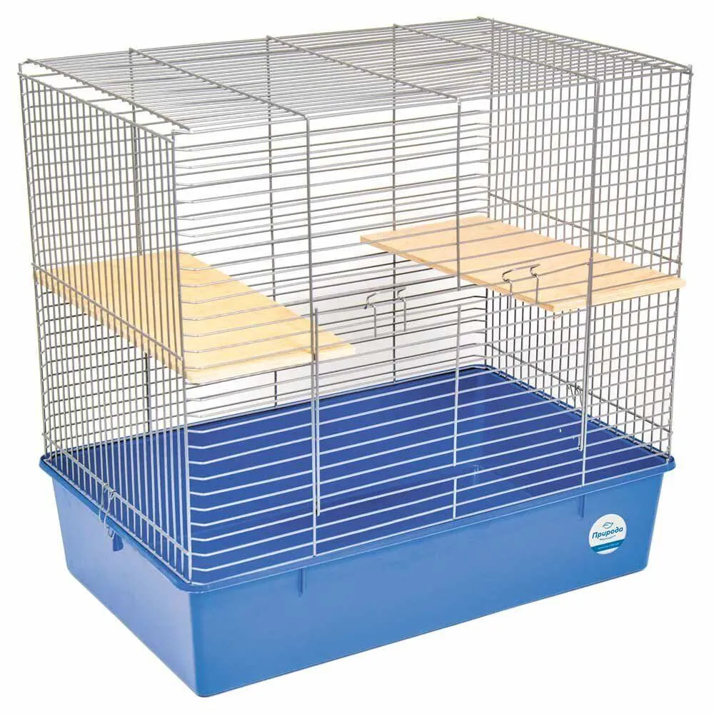 Priroda (Природа) Клетка «Шиншилла» для шиншилл, 70x40x60 см (хром/синяя)