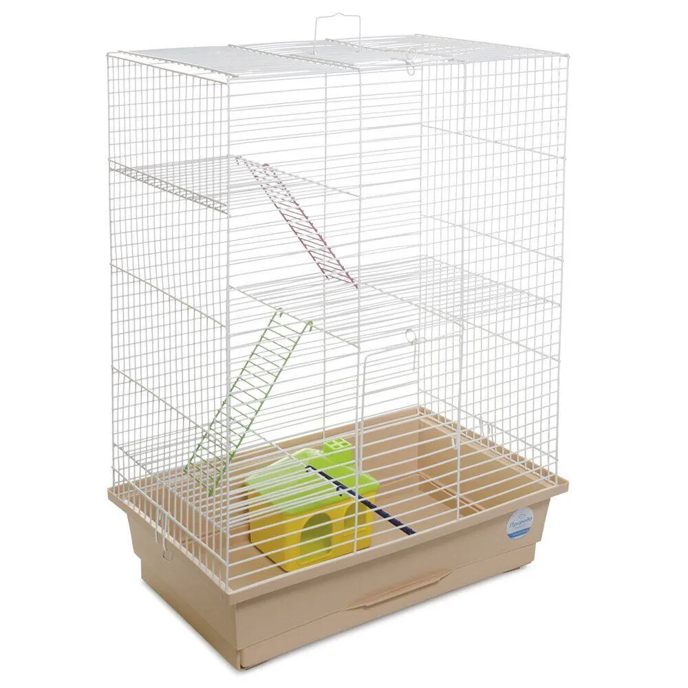 Priroda (Природа) Клетка «Нюра» для мелких декоративных грызунов, с домиком 44x27x59 см (белая/бежевая)