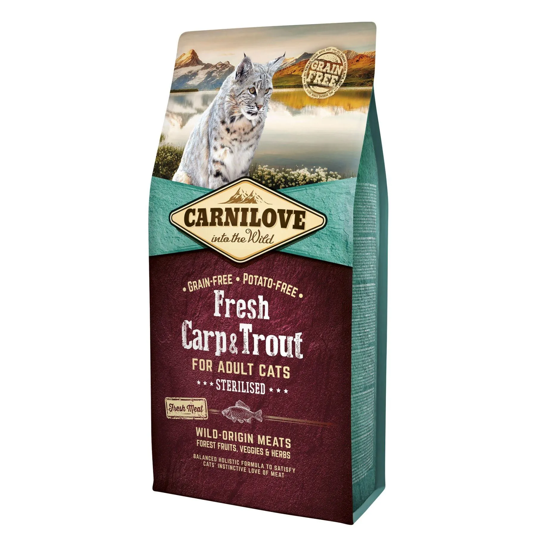 Carnilove Cat Adult Sterilized Fresh Carp & Trout сухой корм для стерилизованных кошек, рыба - 6 кг