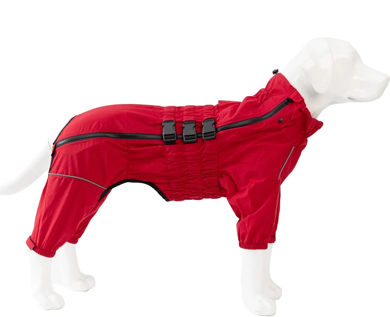 Derby Dog Suit Red D-M комбінезон-дощовик для собак, червоний (Обхват шиї:36-48 см; Довжина по спинці:48-56 см; Обхват грудей:48-66 см)