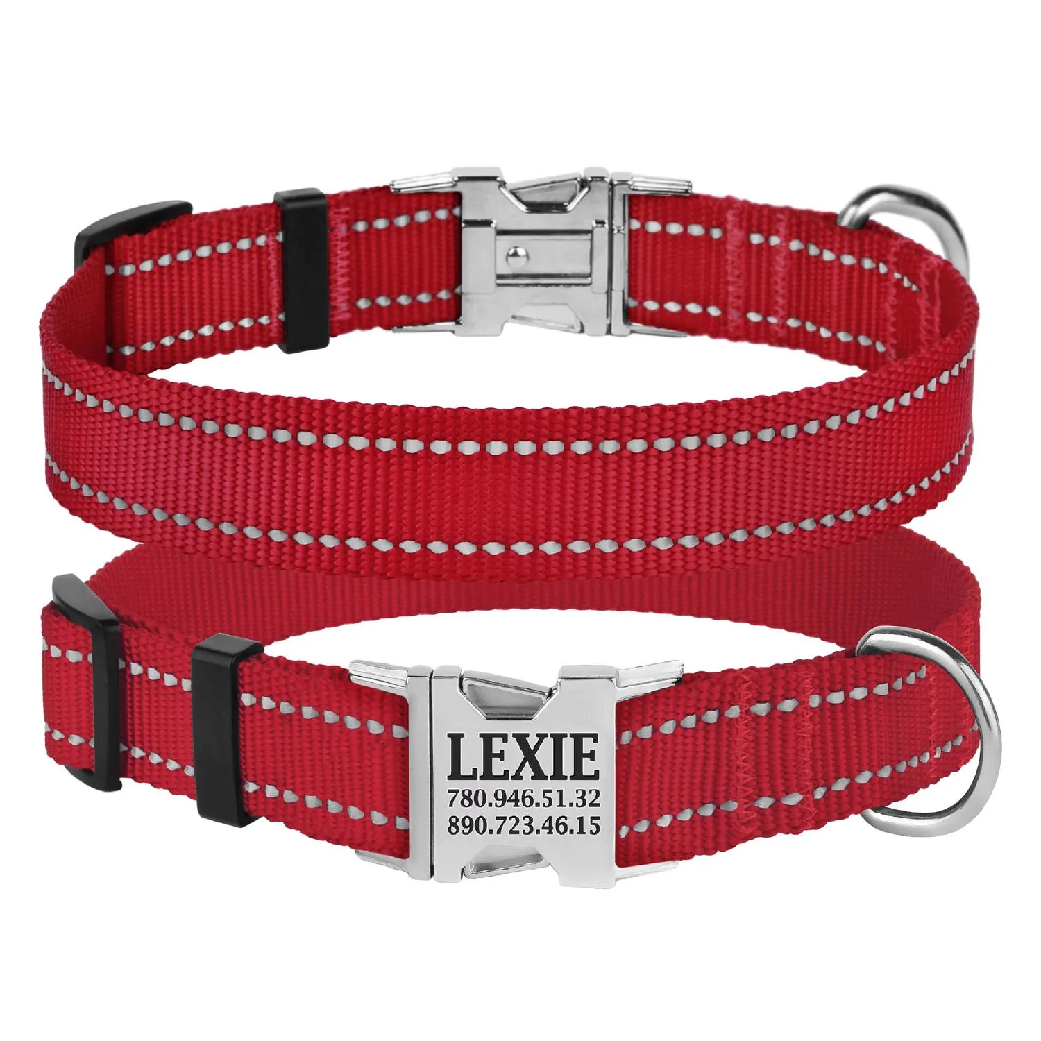 BronzeDog Active Ошейник для Собак Нейлоновый со Светоотражением и Металлической Пряжкой Красный XL