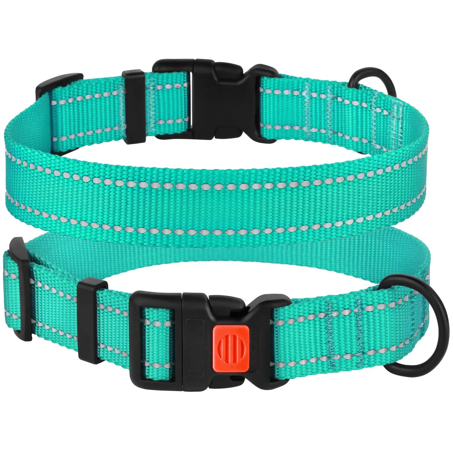 BronzeDog Active Ошейник для Собак Нейлоновый со Светоотражением и Пластиковой Пряжкой Ментоловый XL