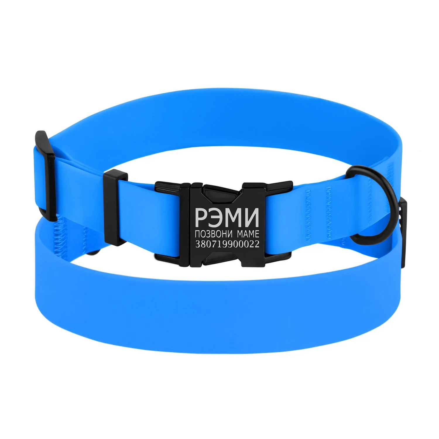 BronzeDog Surf Нашийник для Собак Водовідштовхуючий із Захисним Полімерним Покриттям та Металевою Пряжкою Блакитний XL