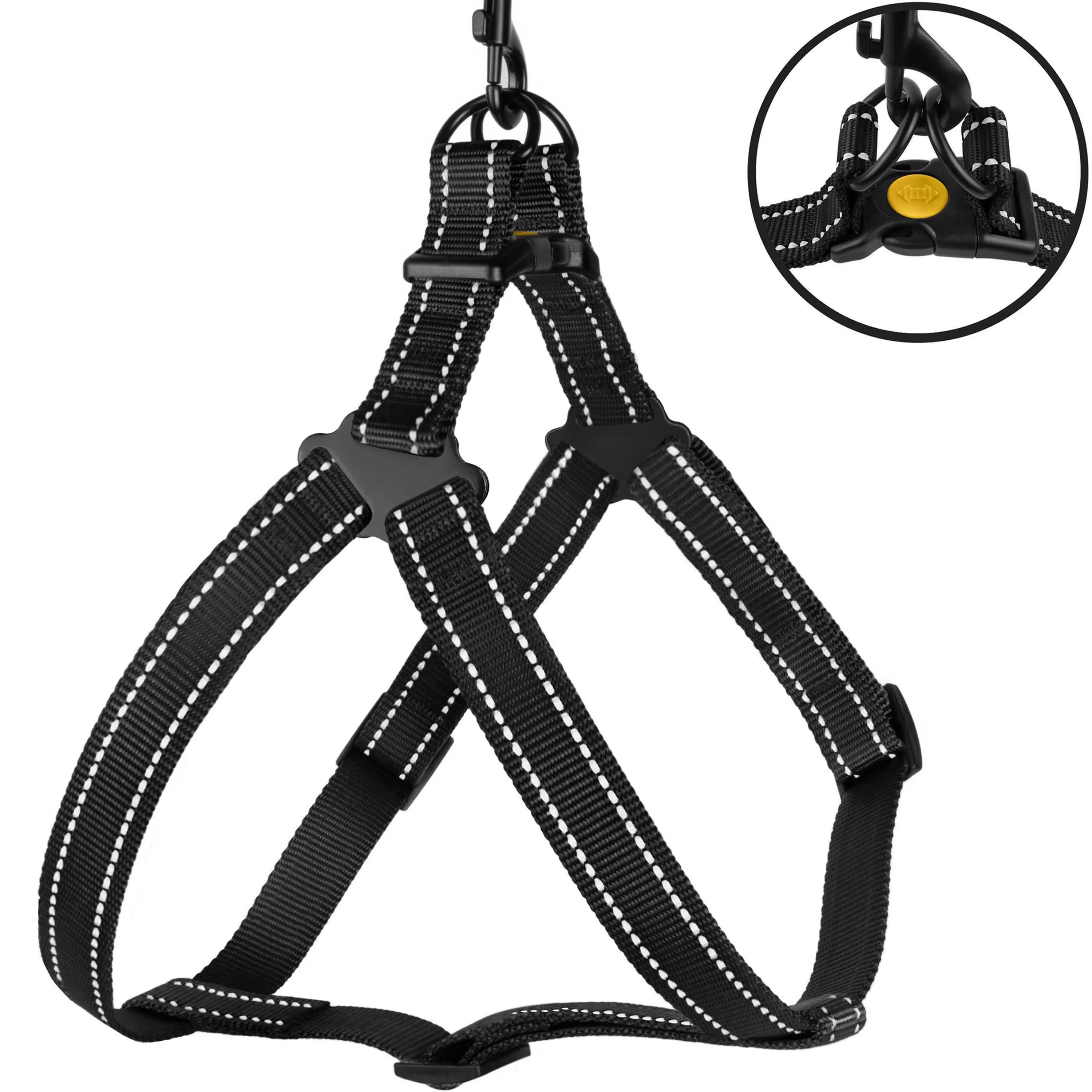 BronzeDog Active Шлея для Собак Нейлонова зі Світловідбиттям Чорна L