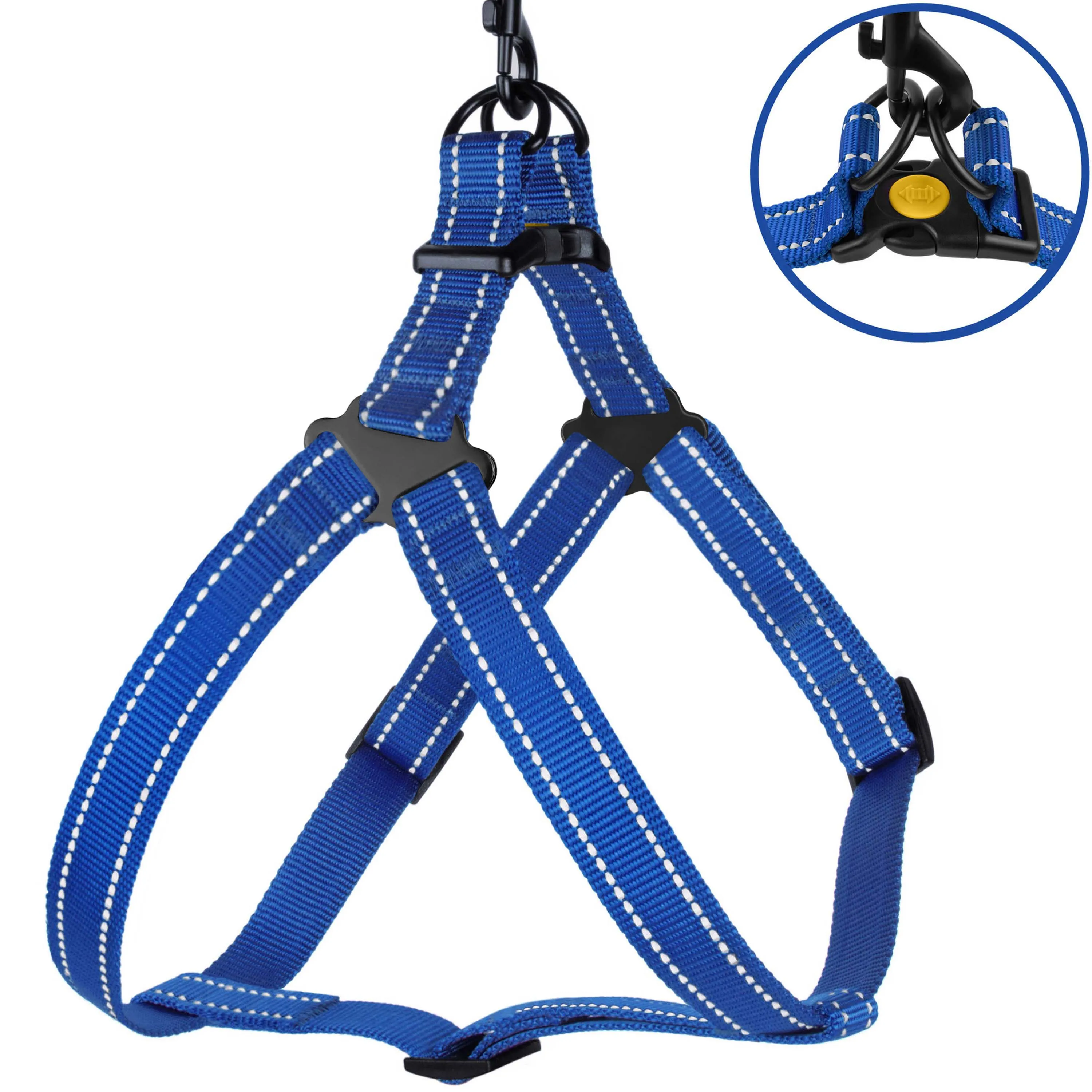 BronzeDog Active Шлея для Собак Нейлонова зі Світловідбиттям Синя L