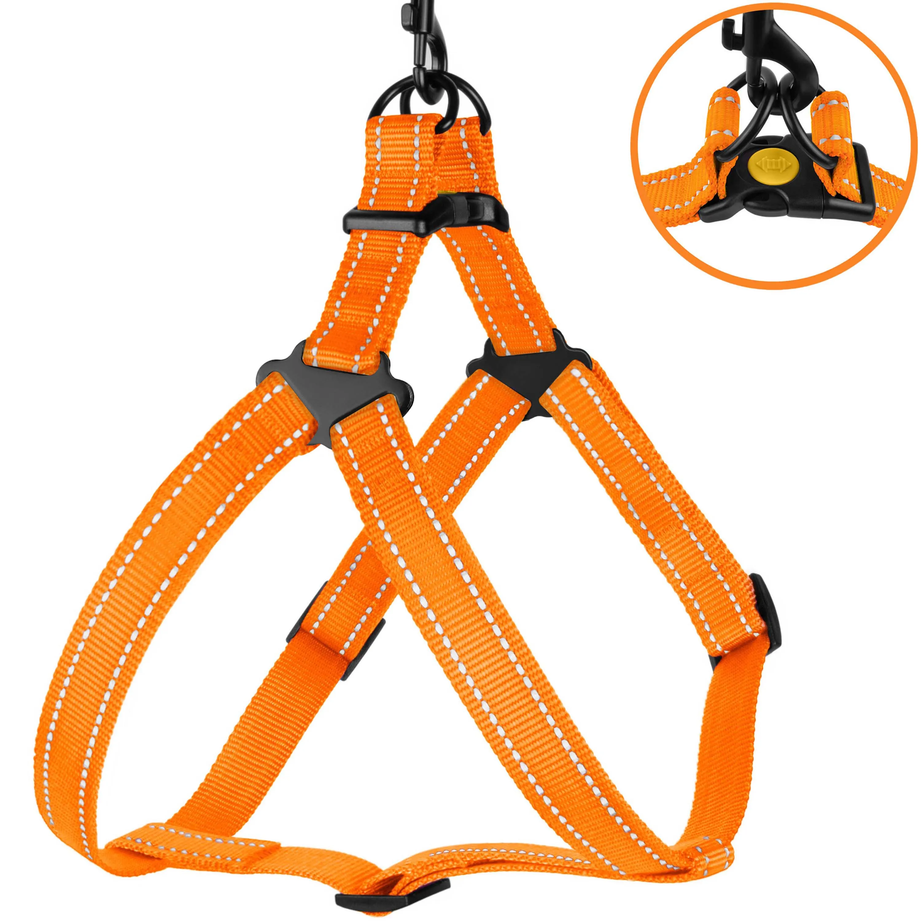 BronzeDog Active Шлея для Собак Нейлонова зі Світловідбиттям Помаранчева L