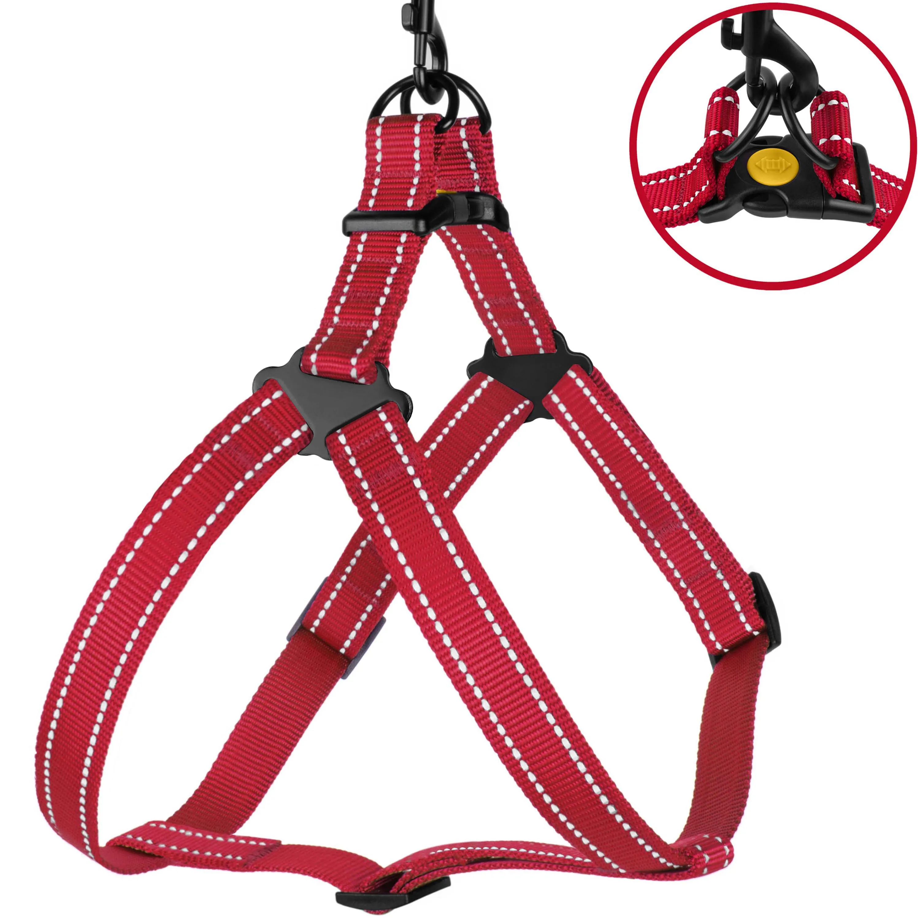 BronzeDog Active Шлея для Собак Нейлонова зі Світловідбиттям Червона L