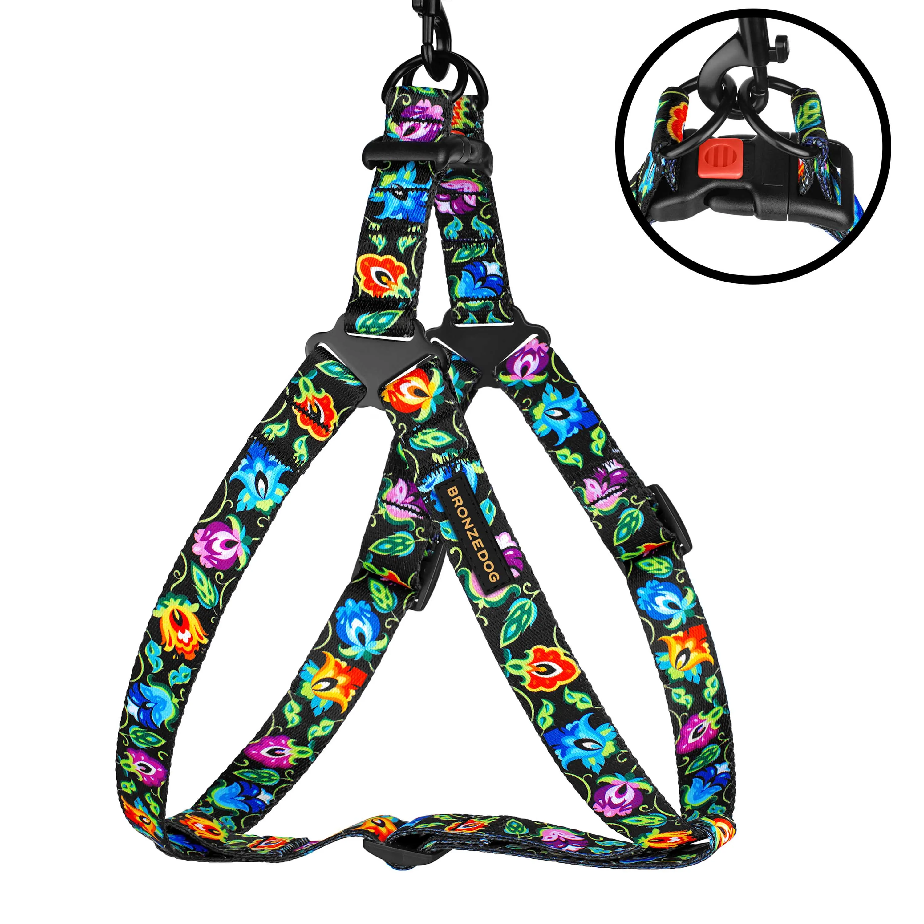 BronzeDog Urban Folk Шлея для Собак Нейлоновая с Металлической Фурнитурой Черная L