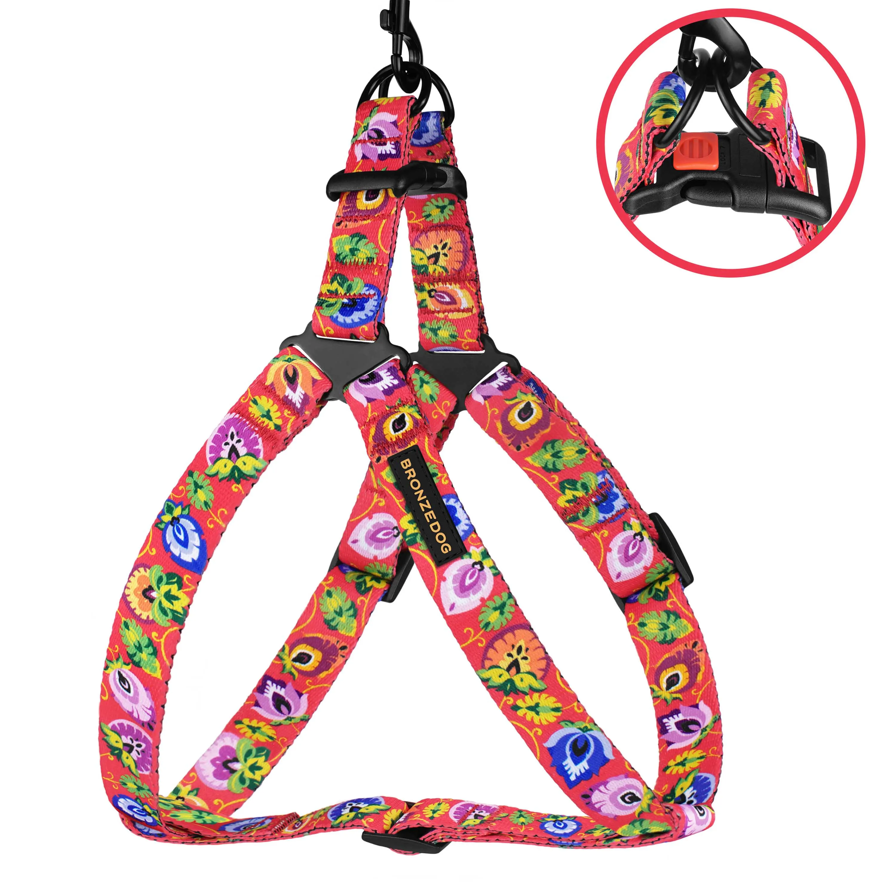 BronzeDog Urban Folk Шлея для Собак Нейлоновой с Металлической Фурнитурой Коралова L