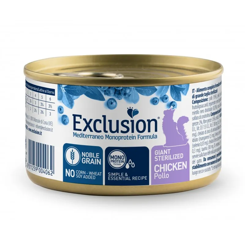 Exclusion Cat Monoprotein Noble Grain Urinary Giant Sterilized Chicken влажный корм монопротеиновый с курицей для стерилизованных кошек больших пород - 1,5 кг