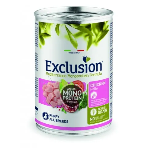 Exclusion Dog Monoprotein Noble Grain Puppy Chicken All Breeds вологий корм монопротеїновий з куркою для цуценят собак усіх порід від 2 до 12 місяців - 400 г