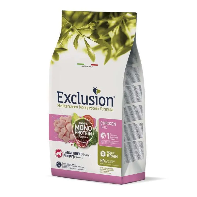 Exclusion Dog Monoprotein Noble Grain Puppy Chicken Large Breed сухой корм монопротеиновый с курицей для щенков собак больших пород - 12 кг